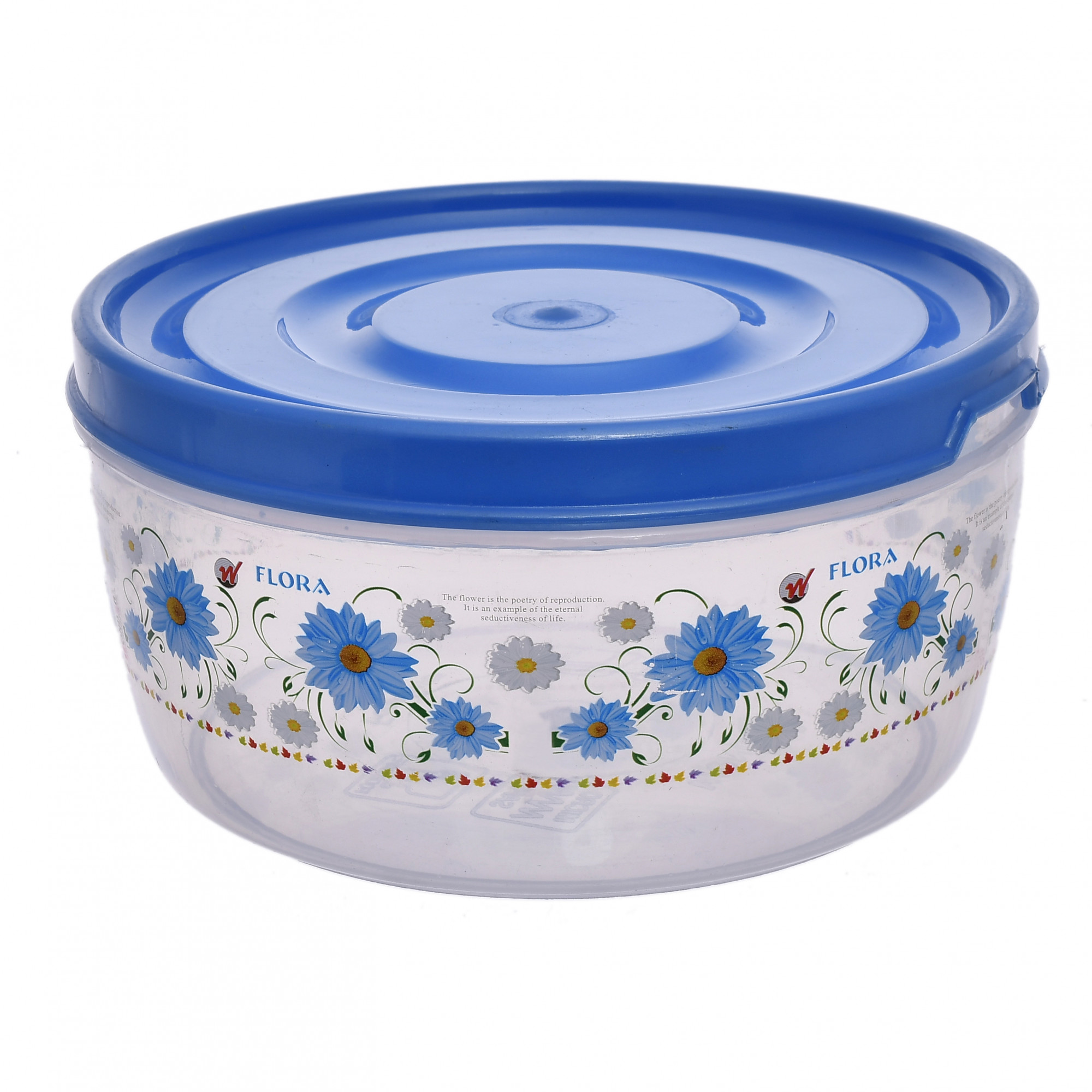 Kuber Industries Floral Print Plastic Multipurpose Transparent Air Tight Food Storage Kitchen Container Set (Set Of 4,Blue)-KUBMART1232