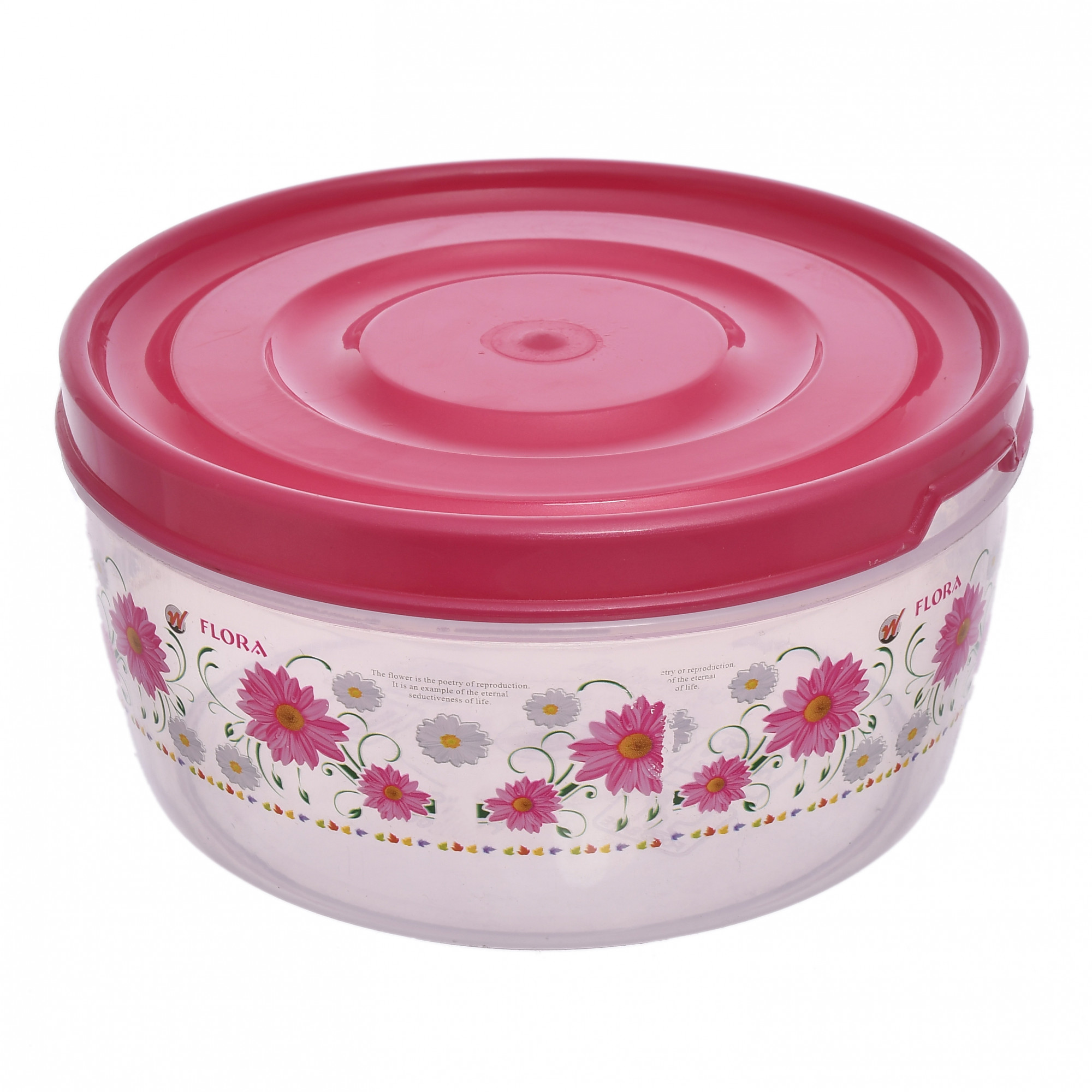 Kuber Industries Floral Print Plastic Multipurpose Transparent Air Tight Food Storage Kitchen Container Set (Set Of 4,Pink)-KUBMART1234