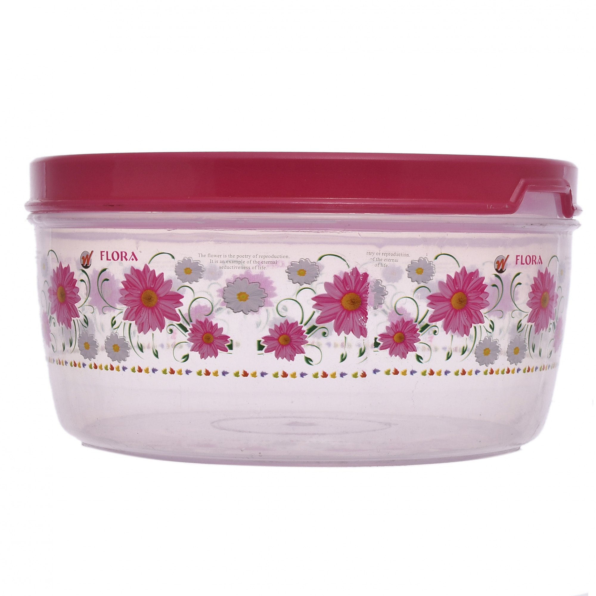 Kuber Industries Floral Print Plastic Multipurpose Transparent Air Tight Food Storage Kitchen Container Set (Set Of 4,Pink)-KUBMART1234