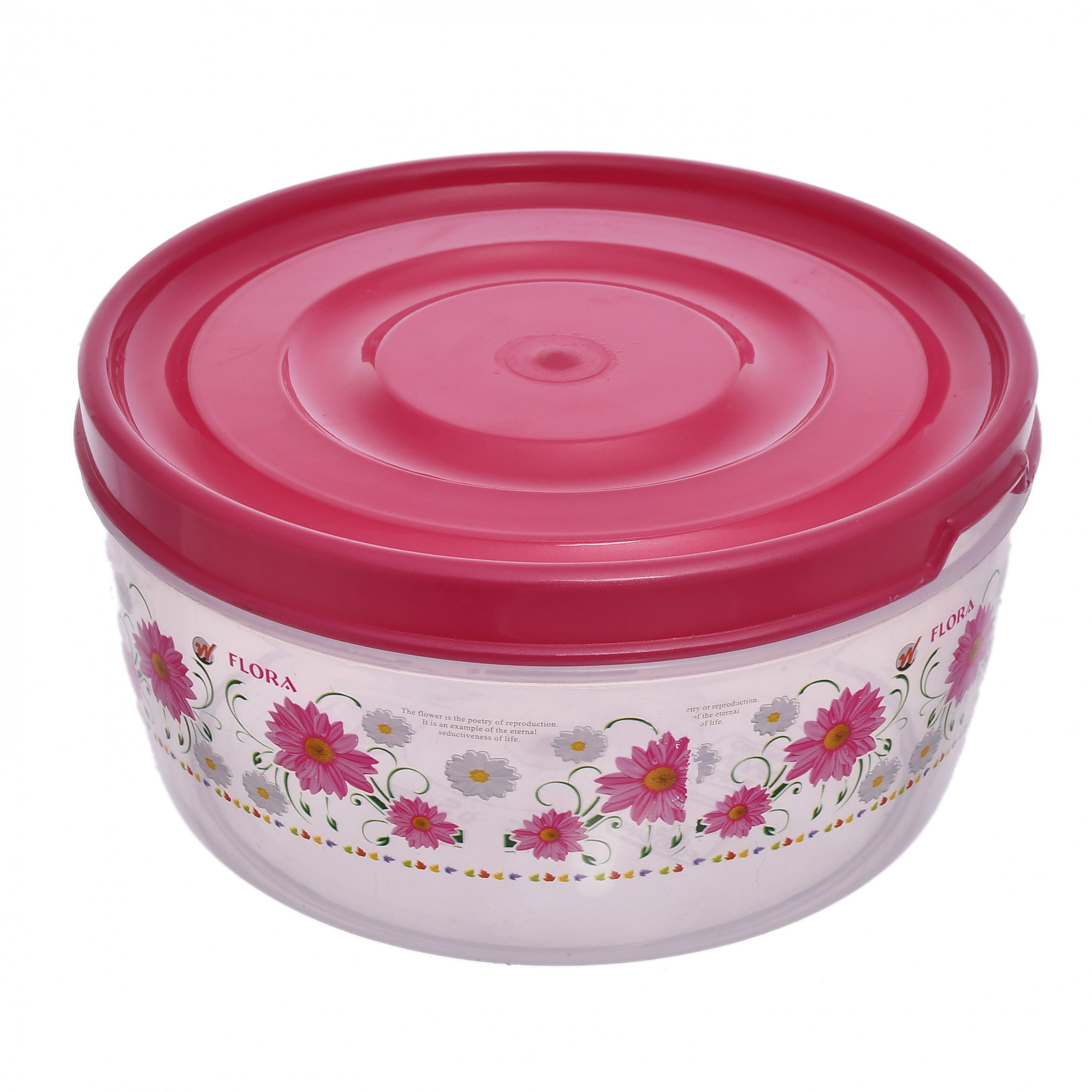 Kuber Industries Floral Print Plastic Multipurpose Transparent Air Tight Food Storage Kitchen Container Set (Set Of 4,Pink)-KUBMART1234