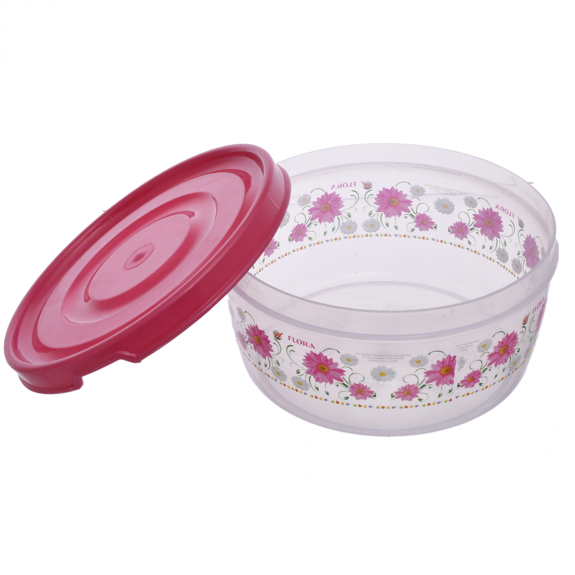 Kuber Industries Floral Print Plastic Multipurpose Transparent Air Tight Food Storage Kitchen Container Set (Set Of 4,Pink)-KUBMART1234