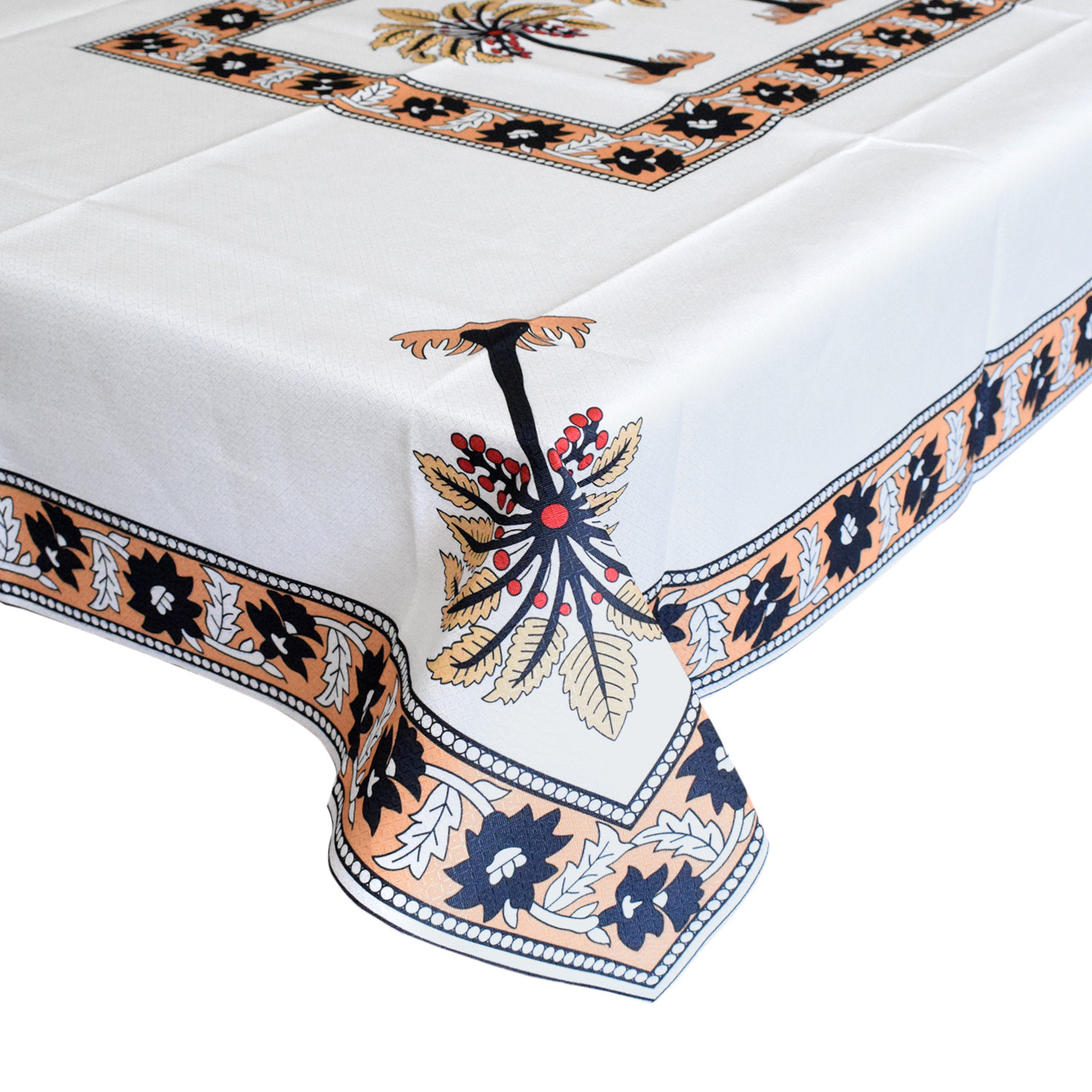 Kuber Industries Floral Print Polyester Dining Table Cover/Table Cloth For Home Decorative Luxurious 6 Seater, 60