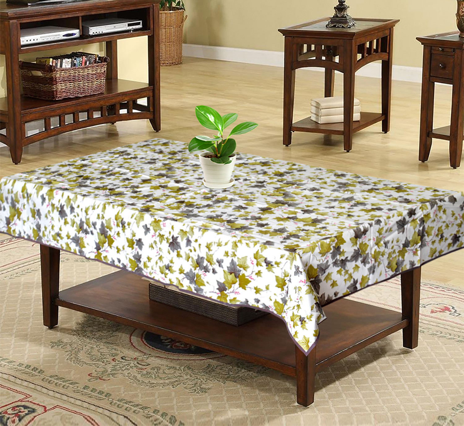 Kuber Industries Floral Print PVC Center Table Cover/Table Cloth For Home Decorative Luxurious 4 Seater, 60