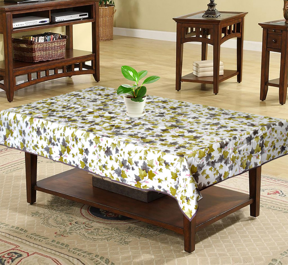 Kuber Industries Floral Print PVC Center Table Cover/Table Cloth For Home Decorative Luxurious 4 Seater, 60&quot;x36&quot; (Green) 54KM4269