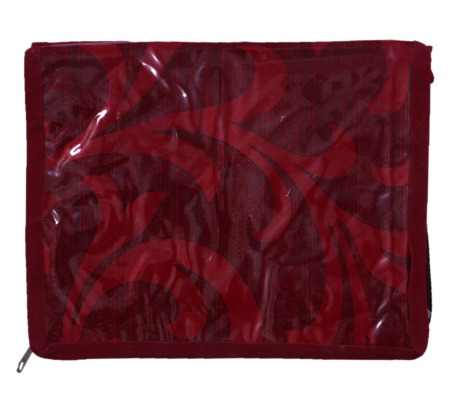 Kuber Industries Floral Print PVC Laminated Portable Jewellery Organizer With 4 Pouches & 2 Bangle Pouches For Home and Travel (Maroon)