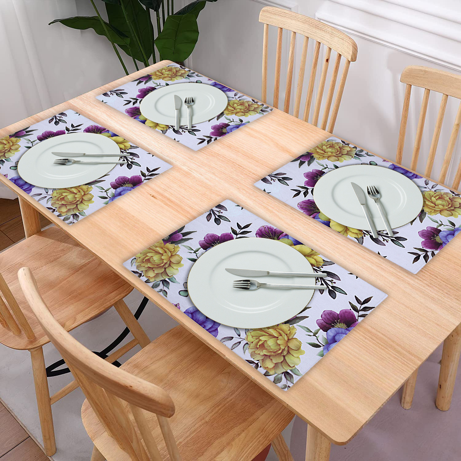 Kuber Industries Floral Print PVC Waterproof & Washable Refrigerator|Fridge Placemats For Home & Kitchen Set of 6 (Transparent)