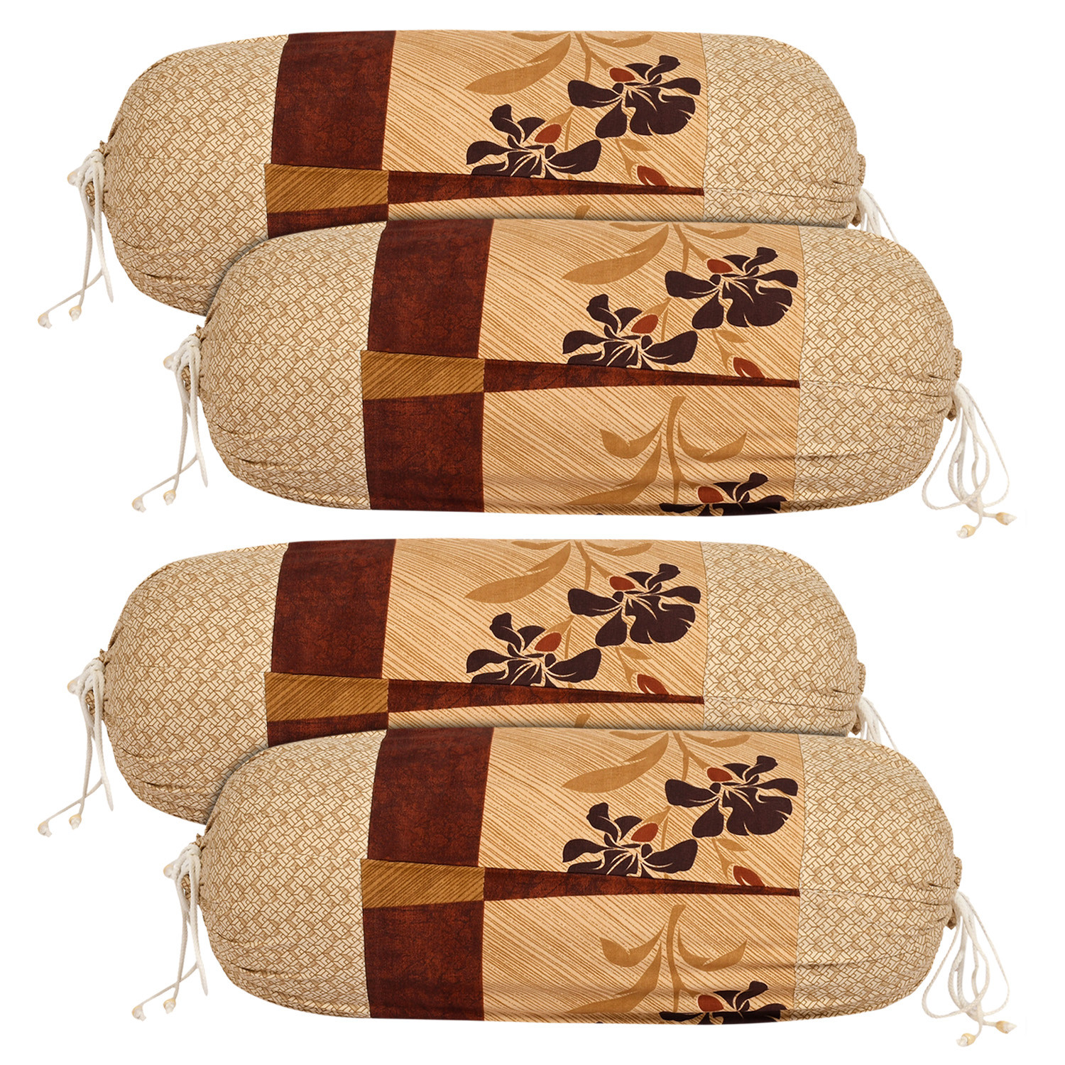 Kuber Industries Floral Print Soft & Luxurious Decorative Cotton Bolster Cover 2, 16