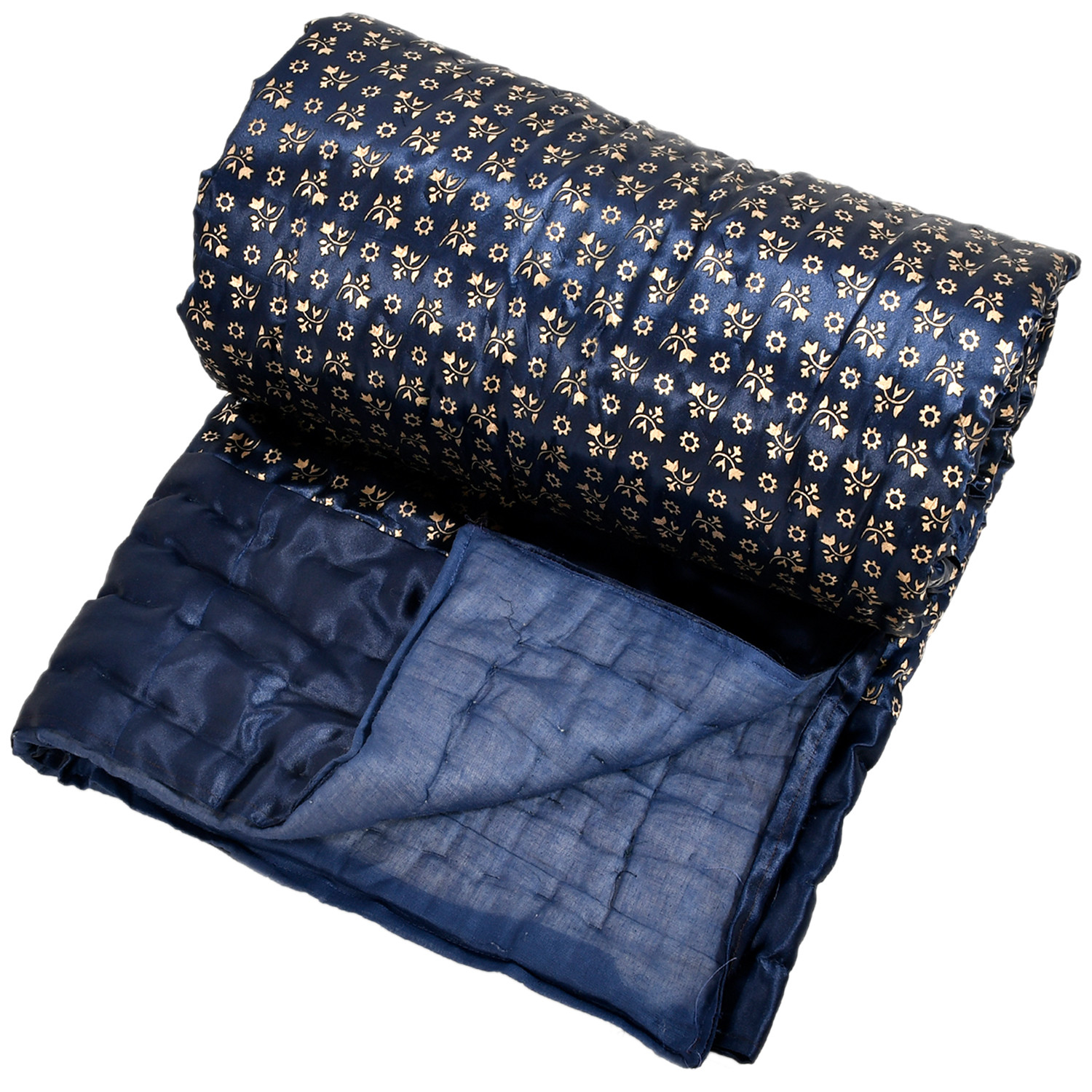 Kuber Industries Floral Print Soft Light Weight Microfiber Filler Silk Double Bed Razai, Quilt, Comforter, Blanket, 90