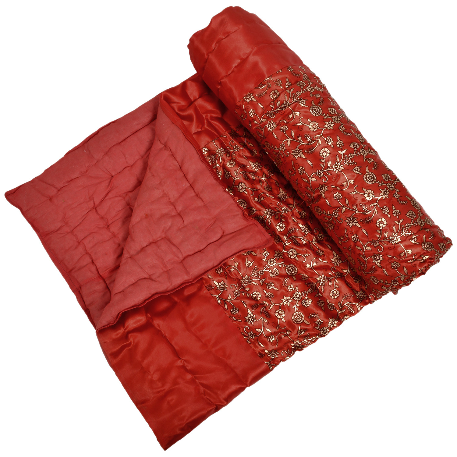 Kuber Industries Floral Print Soft Light Weight Microfiber Filler Silk Double Bed Razai, Quilt, Comforter, Blanket, 90