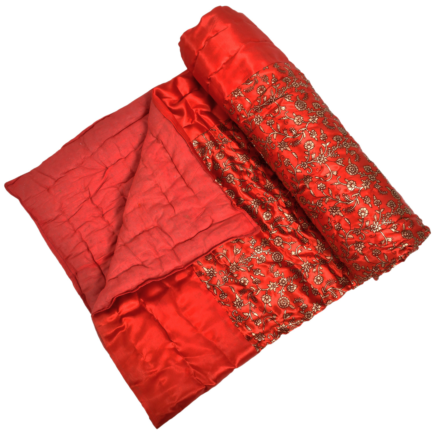 Kuber Industries Floral Print Soft Light Weight Microfiber Filler Silk Double Bed Razai, Quilt, Comforter, Blanket, 90