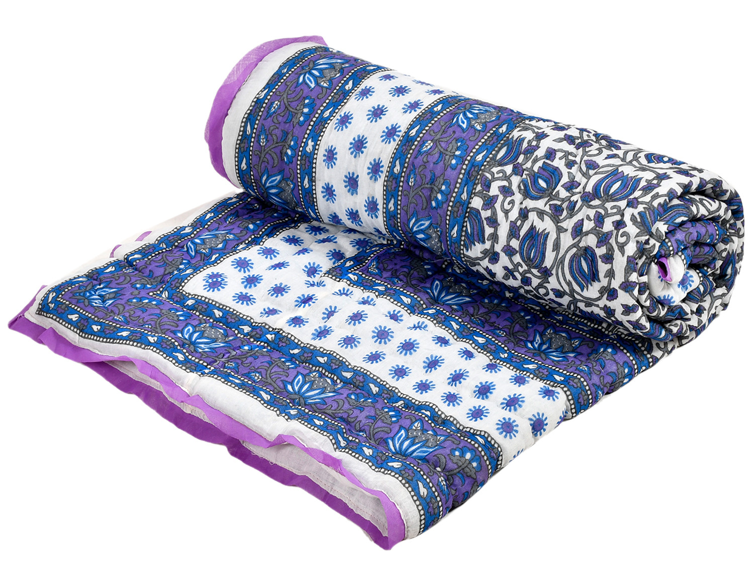 Kuber Industries Floral Print Soft Light Weight Reversible Microfiber Filler Cotton Double Bed Razai, Quilt, Comforter, Blanket, 90