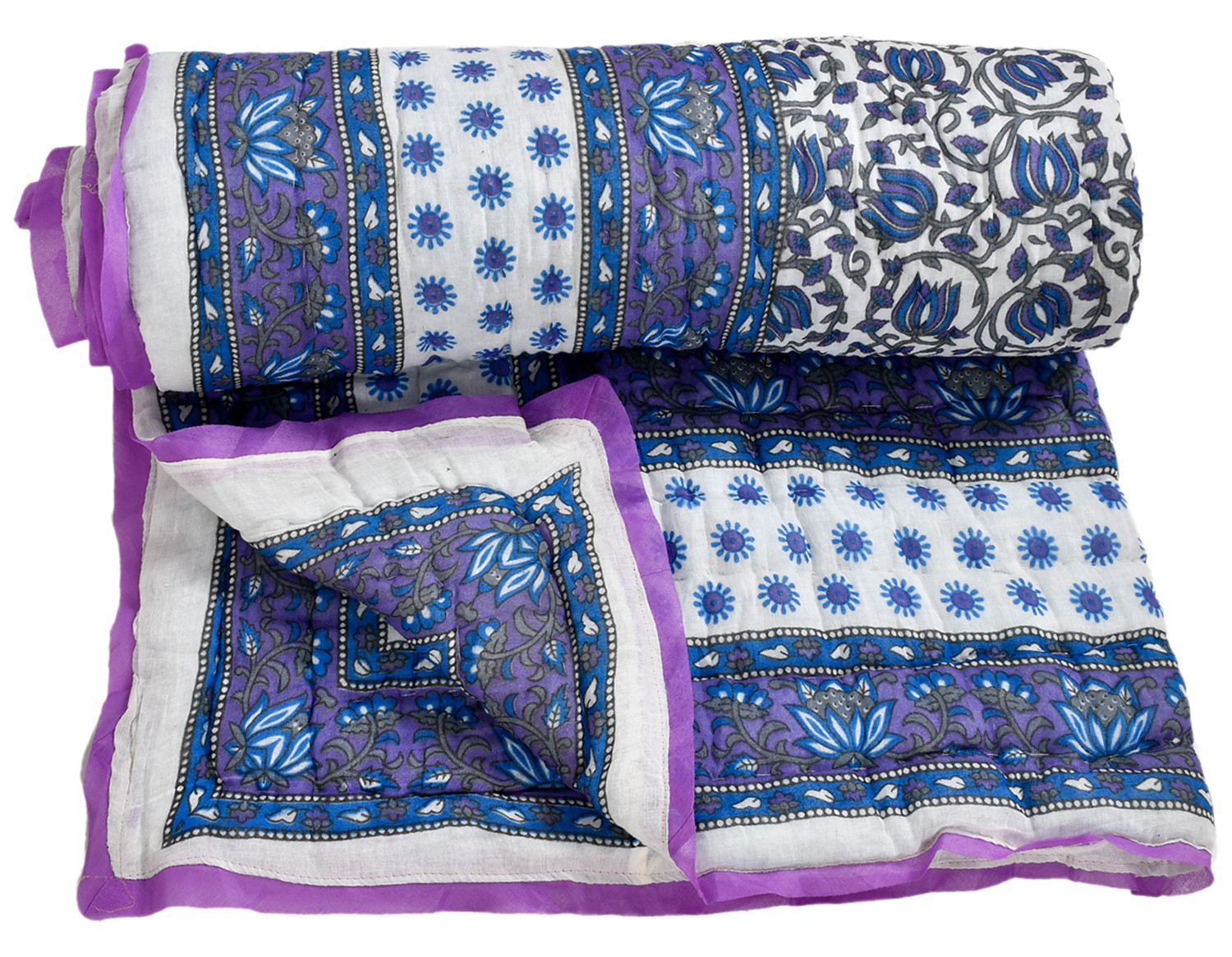 Kuber Industries Floral Print Soft Light Weight Reversible Microfiber Filler Cotton Double Bed Razai, Quilt, Comforter, Blanket, 90