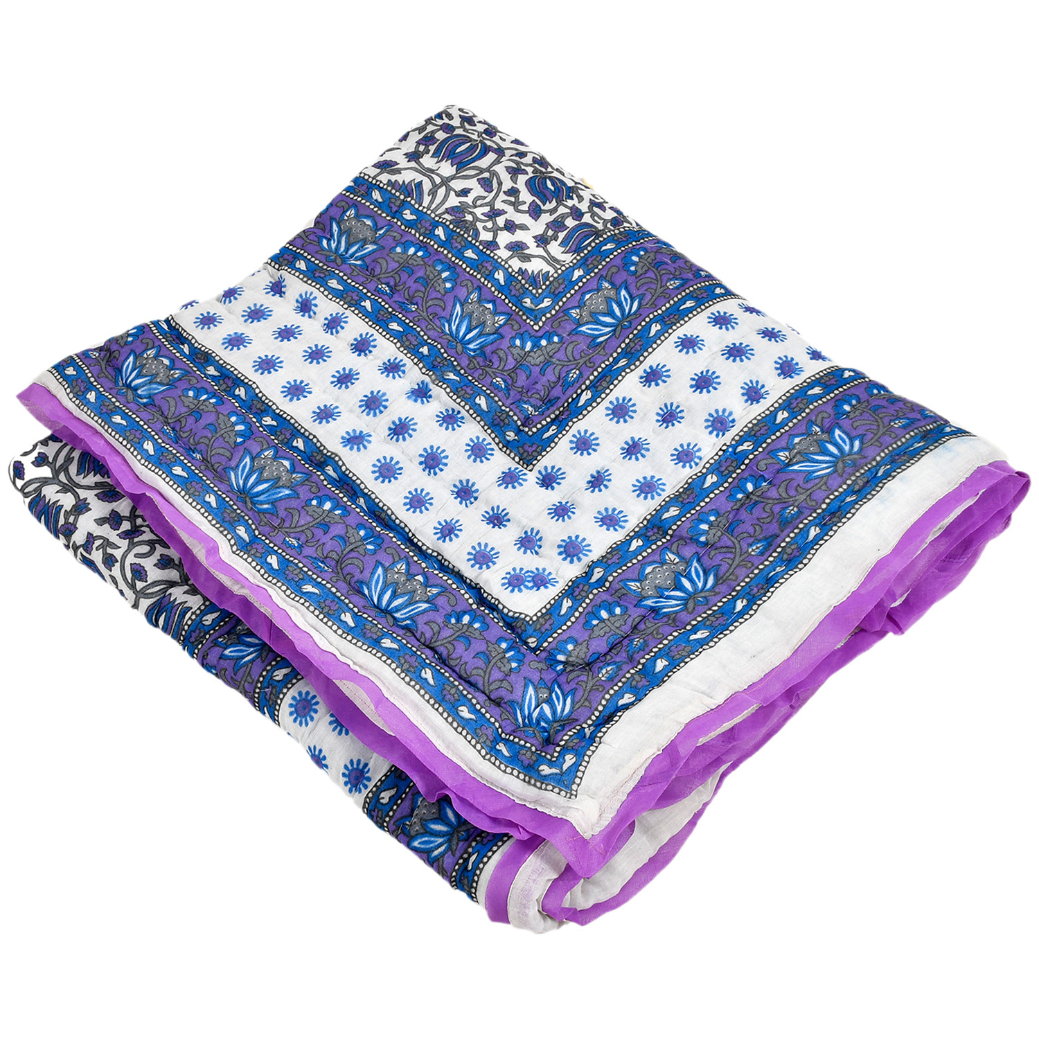 Kuber Industries Floral Print Soft Light Weight Reversible Microfiber Filler Cotton Double Bed Razai, Quilt, Comforter, Blanket, 90