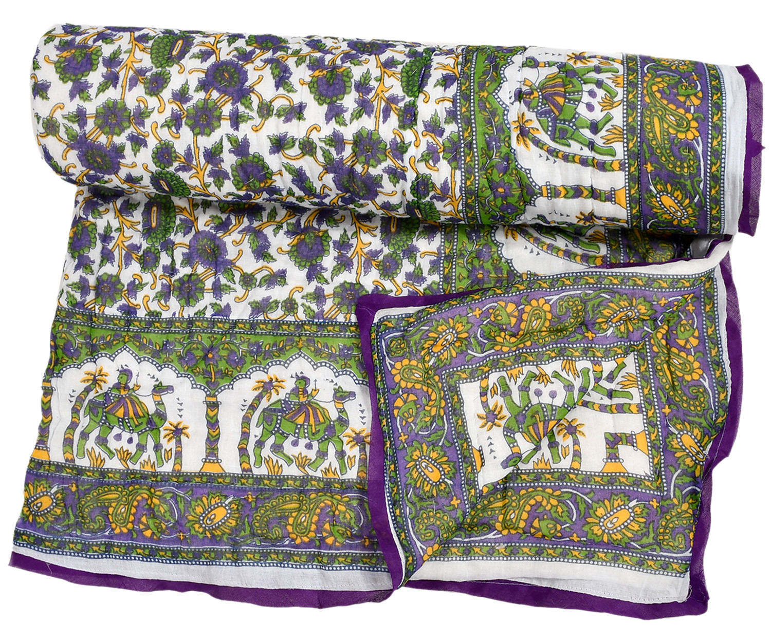 Kuber Industries Floral Print Soft Light Weight Reversible Microfiber Filler Cotton Double Bed Razai, Quilt, Comforter, Blanket, 90