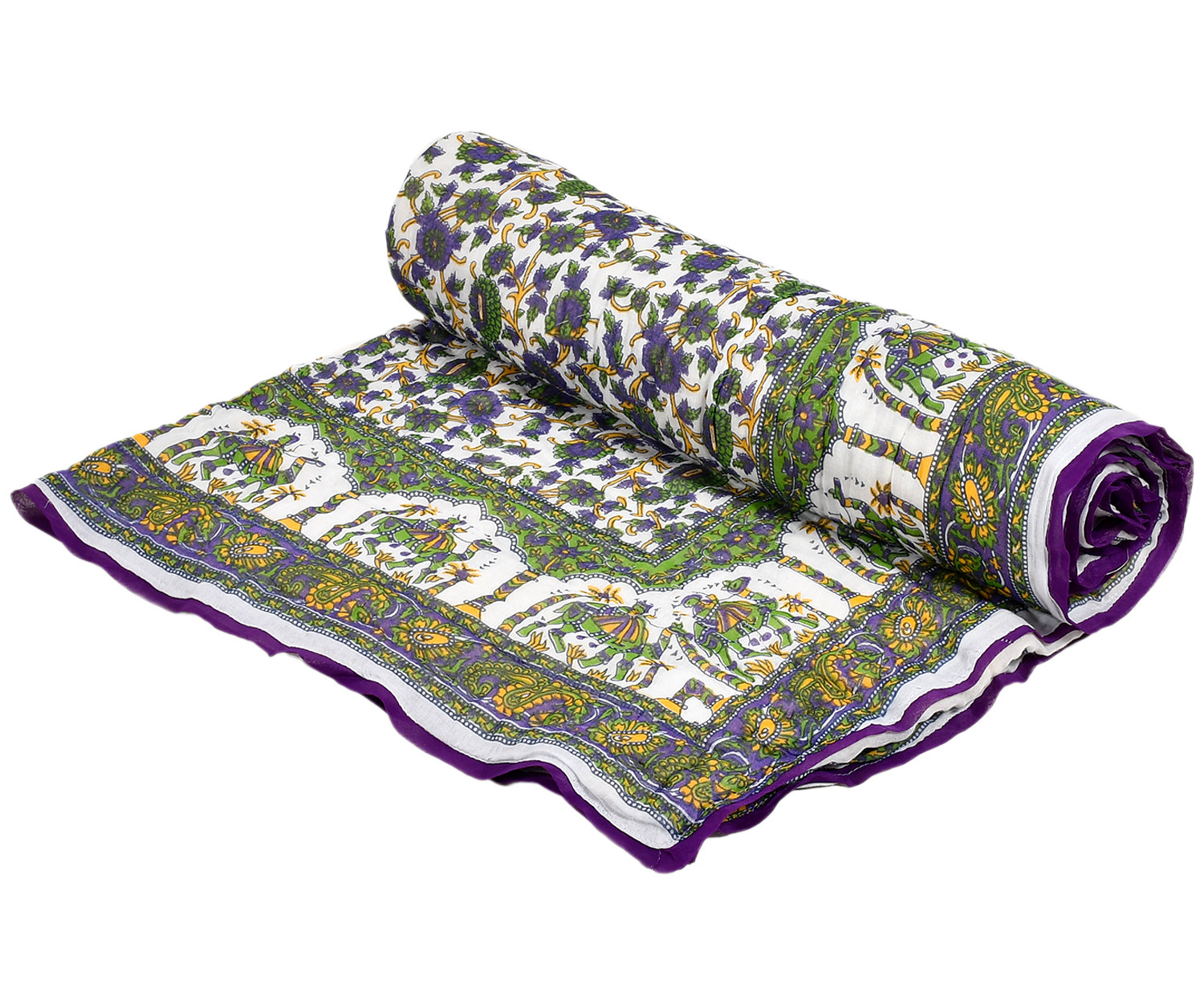 Kuber Industries Floral Print Soft Light Weight Reversible Microfiber Filler Cotton Single Bed Razai, Quilt, Comforter, Blanket, 60