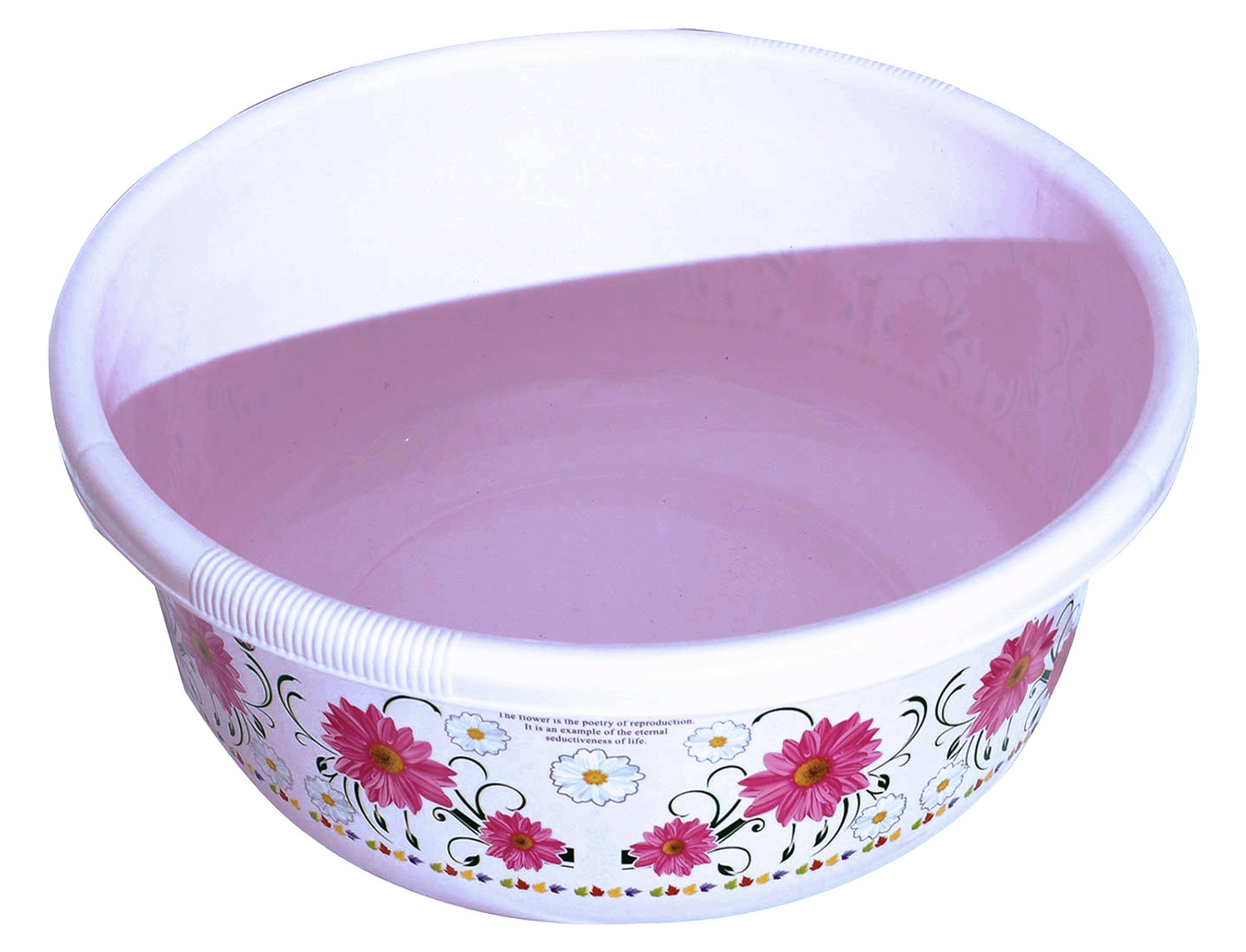 Kuber Industries Floral Print Unbreakable Plastic Multipurpose Bath Tub/Washing Tub 40 LTR (White)-KUBMART3186