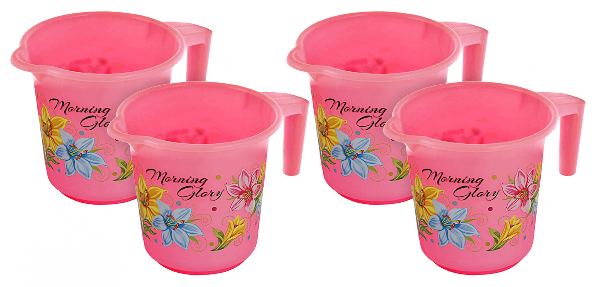Kuber Industries Floral Print Unbreakable Strong Plastic Bathroom Mug,500 ML (Pink)