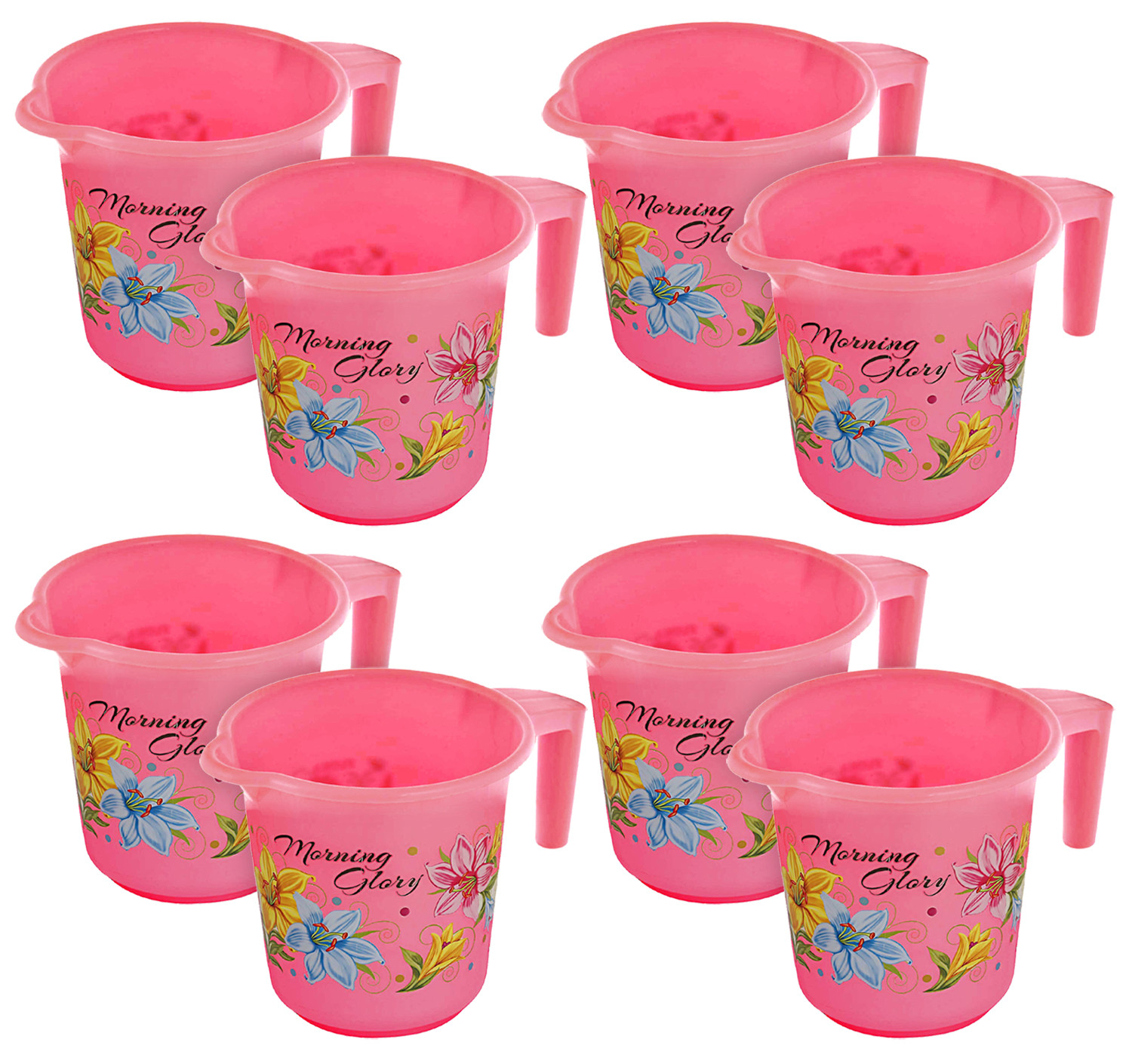 Kuber Industries Floral Print Unbreakable Strong Plastic Bathroom Mug,500 ML (Pink)