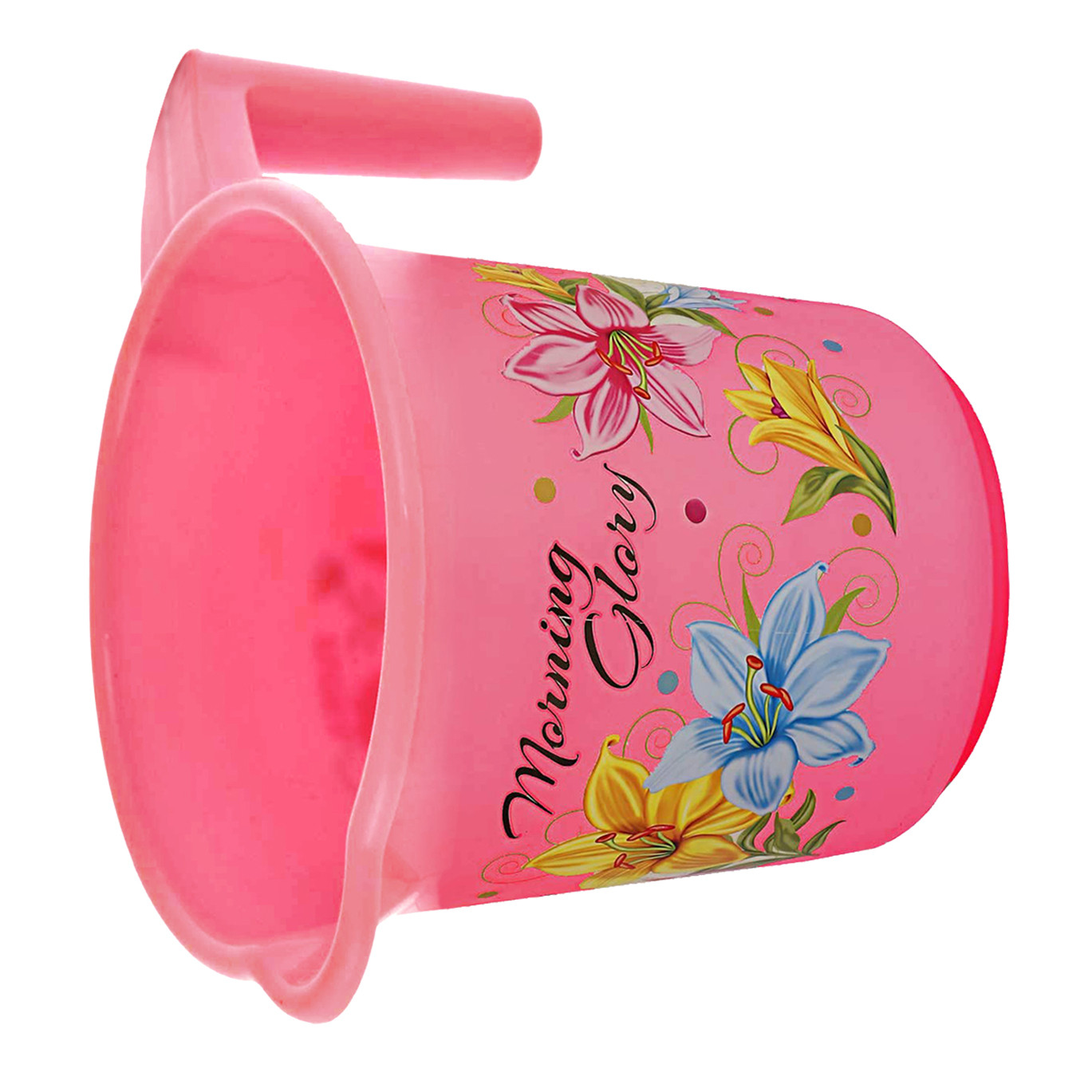 Kuber Industries Floral Print Unbreakable Strong Plastic Bathroom Mug,500 ML (Pink & White)