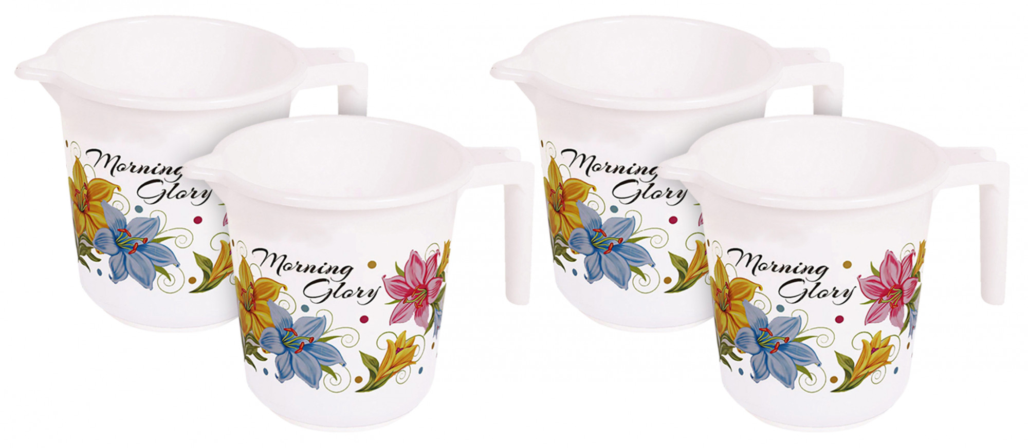 Kuber Industries Floral Print Unbreakable Strong Plastic Bathroom Mug,500 ML (White)