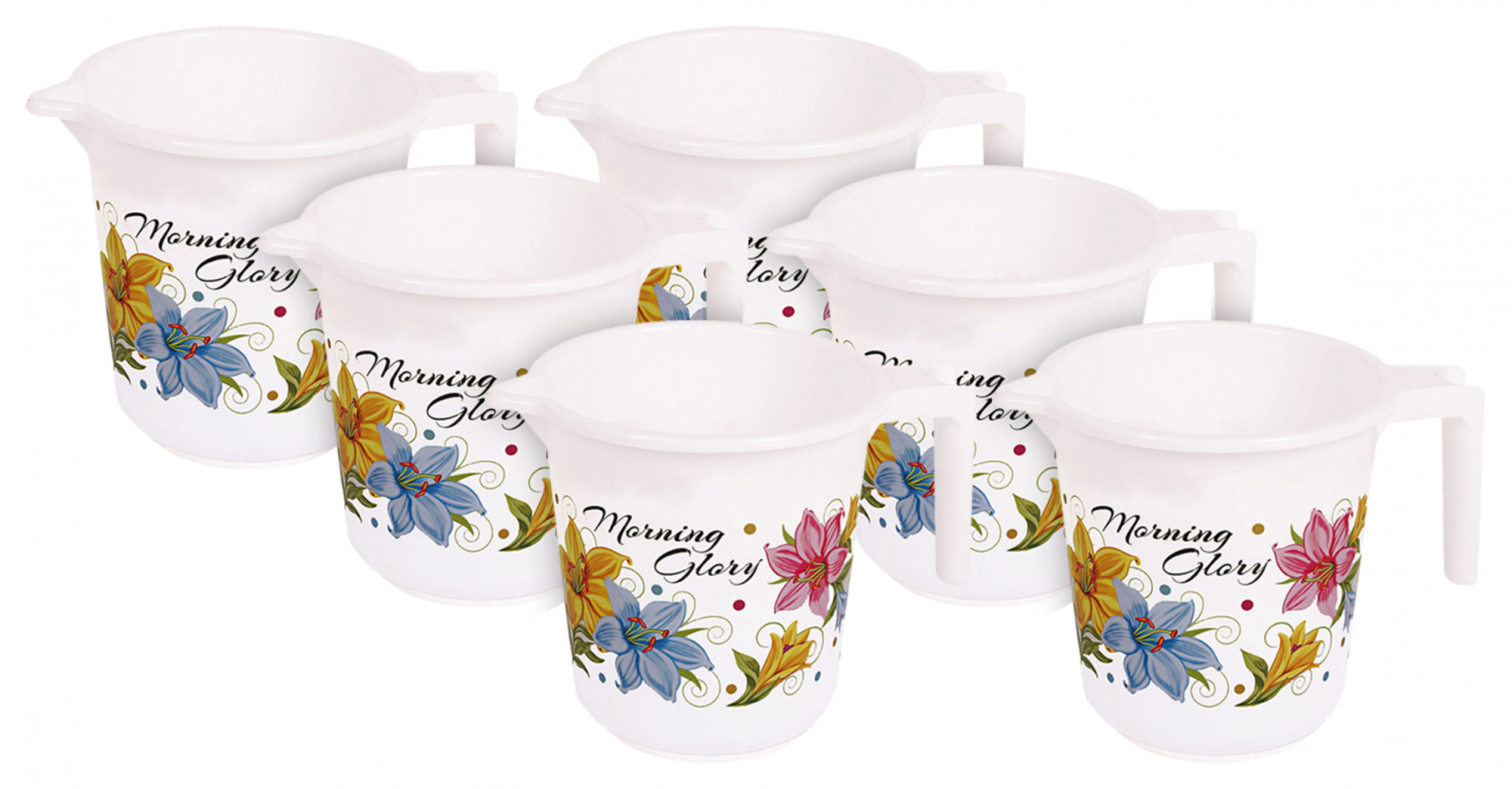 Kuber Industries Floral Print Unbreakable Strong Plastic Bathroom Mug,500 ML (White)