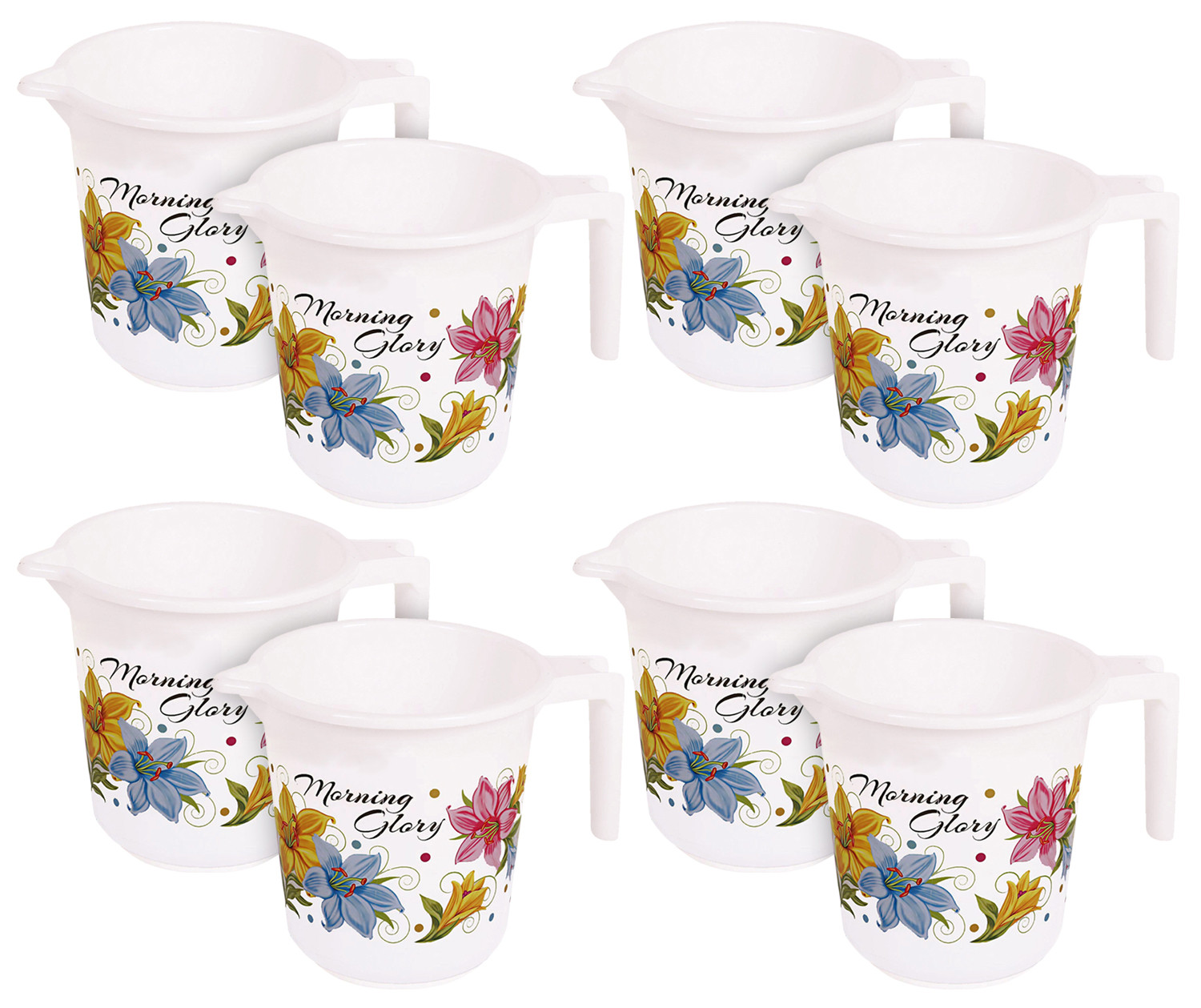 Kuber Industries Floral Print Unbreakable Strong Plastic Bathroom Mug,500 ML (White)