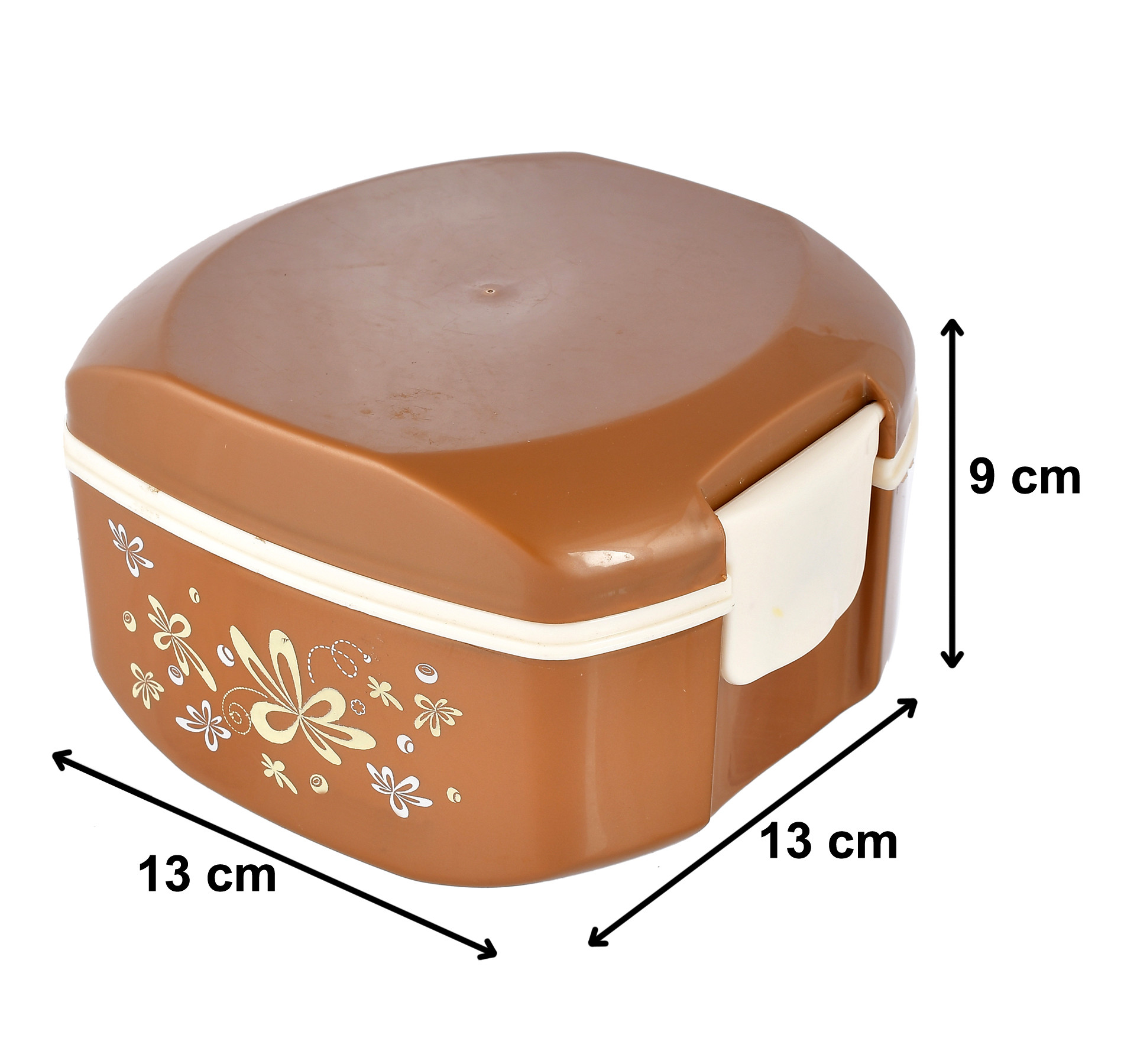 Kuber Industries Floral Printed Inner Steel Insulated Lunch Box With 1 Steel Pickel Box (Brown) -HS42KUBMART25123