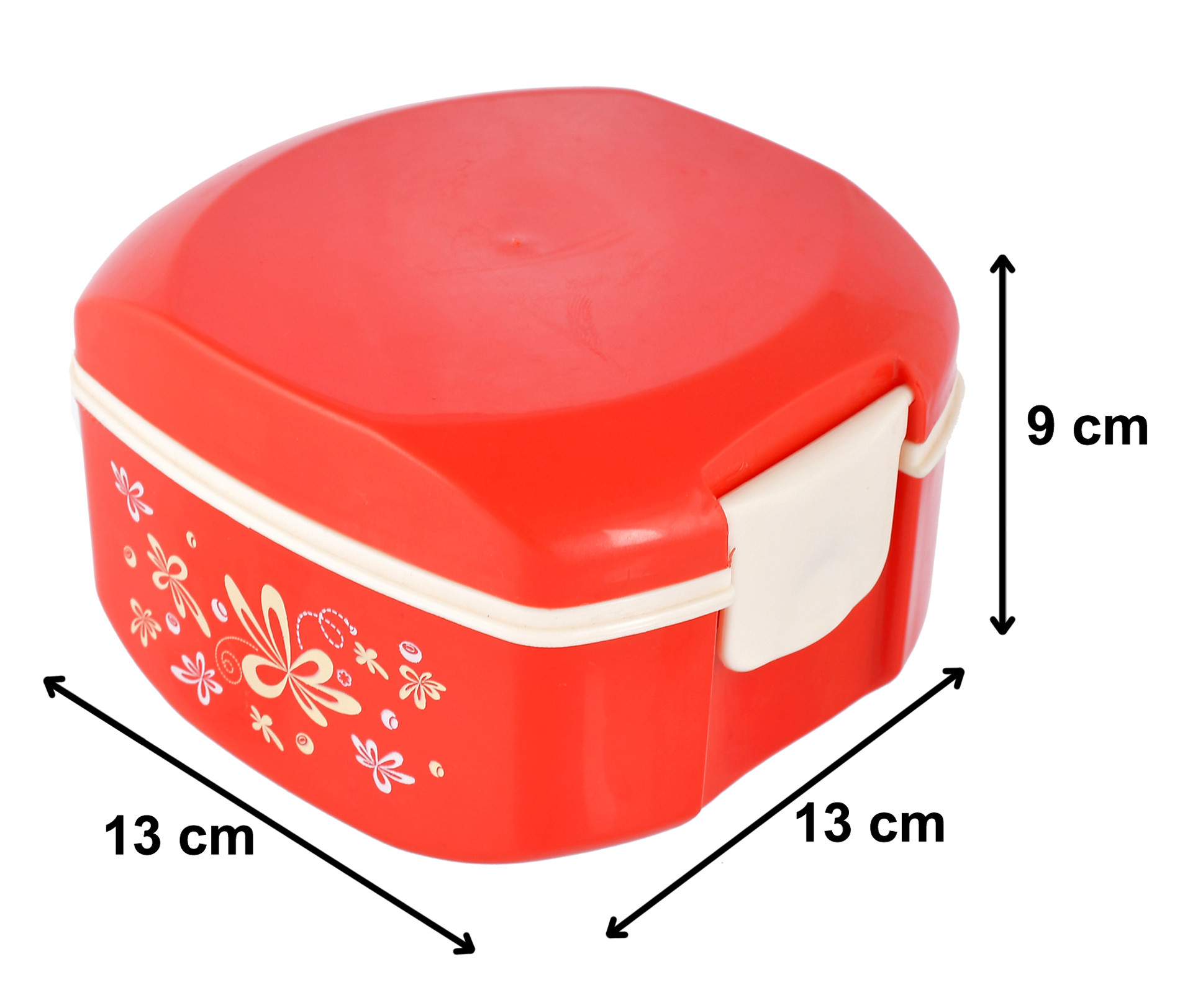 Kuber Industries Floral Printed Inner Steel Insulated Lunch Box With 1 Steel Pickel Box (Red) -HS42KUBMART25125