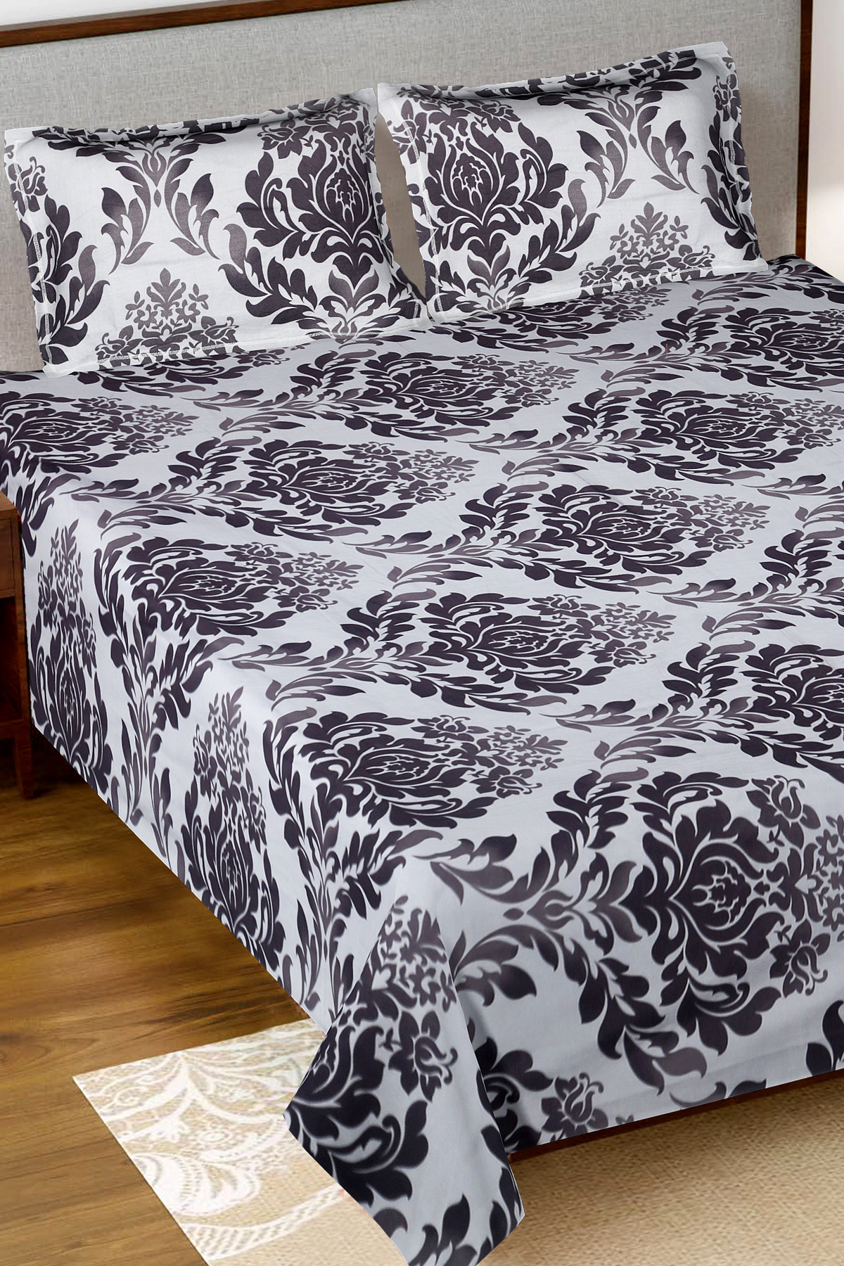Kuber Industries Floral Printed Luxurious Soft Breathable & Comfortable Cotton Double Bedsheet With 2 Pillow Covers (Brown)-HS43KUBMART26825