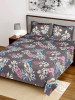 Kuber Industries Floral Printed Luxurious Soft Breathable &amp; Comfortable Cotton Double Bedsheet With 2 Pillow Covers (Grey)-HS43KUBMART26829