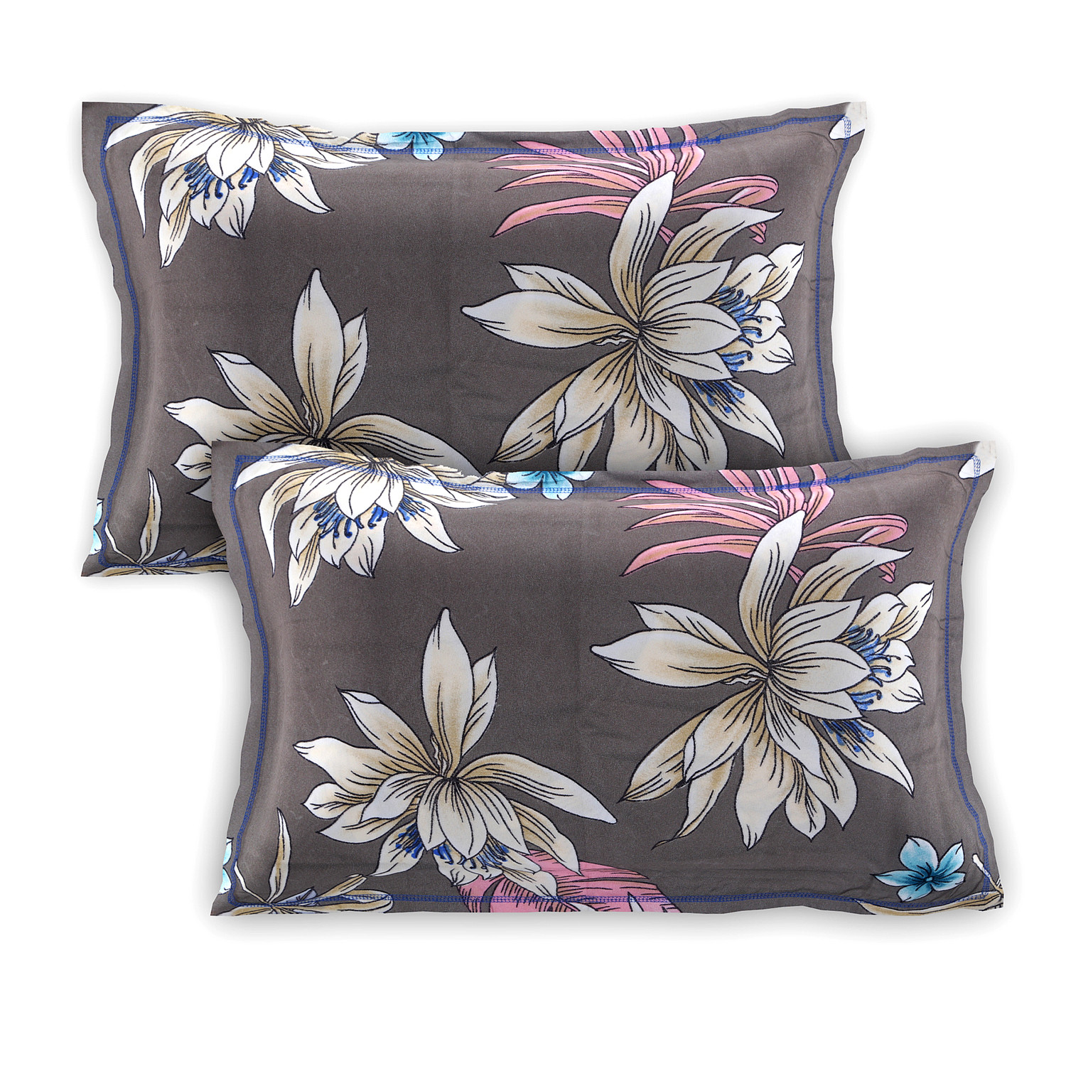 Kuber Industries Floral Printed Luxurious Soft Breathable & Comfortable Cotton Double Bedsheet With 2 Pillow Covers (Grey)-HS43KUBMART26829