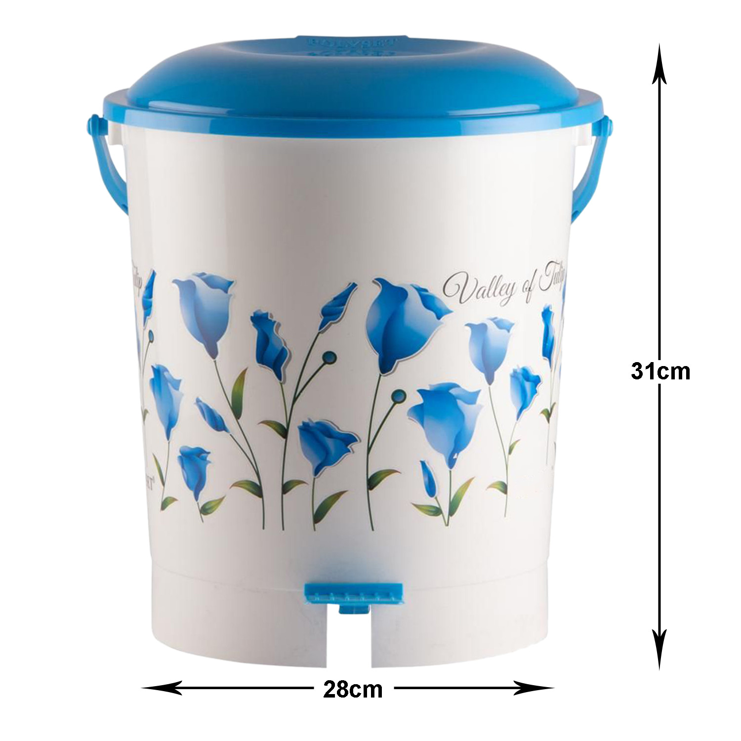 Kuber Industries Floral Printed Multiuses Plastic Pedal Dustbin, Waste Bin, Trash Can With Handle, 10 Litre (Blue)-47KM0759