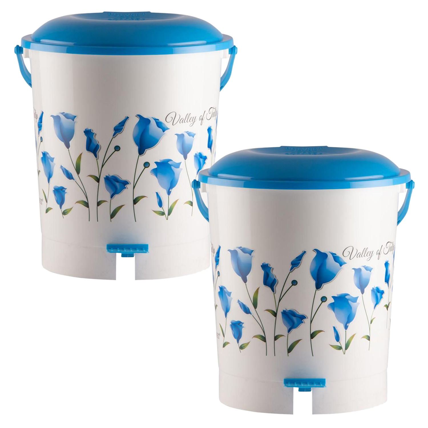 Kuber Industries Floral Printed Multiuses Plastic Pedal Dustbin, Waste Bin, Trash Can With Handle, 10 Litre (Blue)-47KM0759