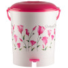 Kuber Industries Floral Printed Multiuses Plastic Pedal Dustbin, Waste Bin, Trash Can With Handle, 10 Litre (Pink)-47KM0763