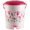 Floral Printed Multiuses Plastic Pedal Dustbin, Waste Bin, Trash Can With Handle, 10 Litre (Pink)-47KM0763