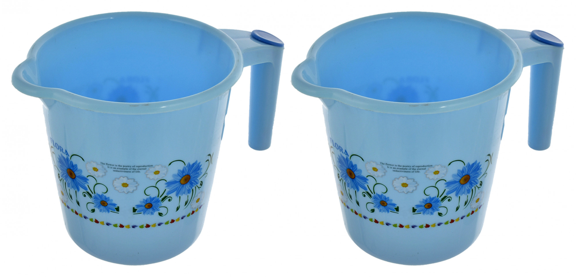 Kuber Industries Floral Printed Rambo Deluxe Virgin Plastic Bathroom Mug ,1800 ml (Blue)-KUBMART3118