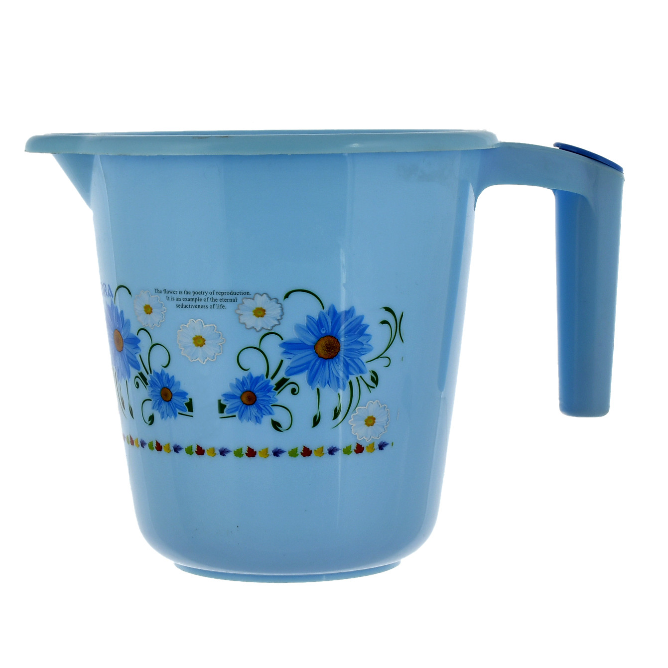 Kuber Industries Floral Printed Rambo Deluxe Virgin Plastic Bathroom Mug ,1800 ml (Blue)-KUBMART3118