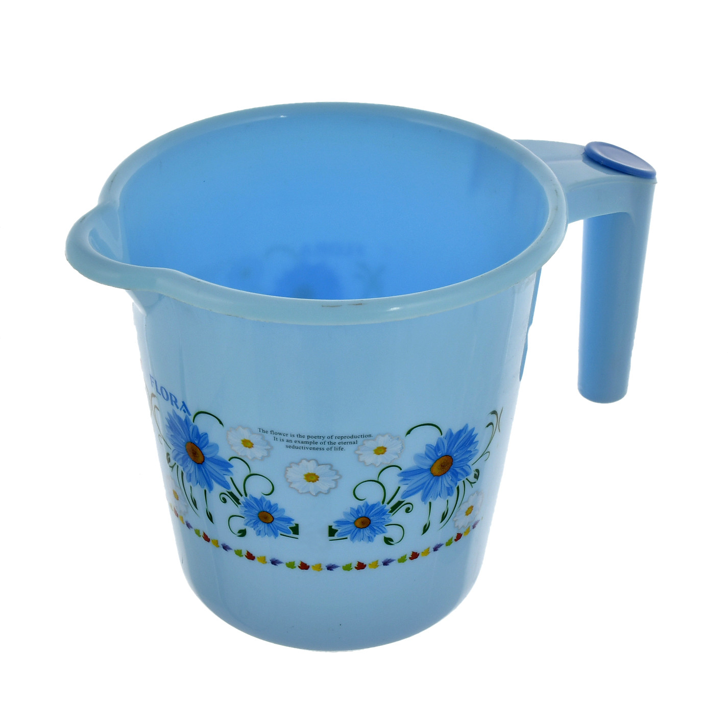 Kuber Industries Floral Printed Rambo Deluxe Virgin Plastic Bathroom Mug ,1800 ml (Blue)-KUBMART3118
