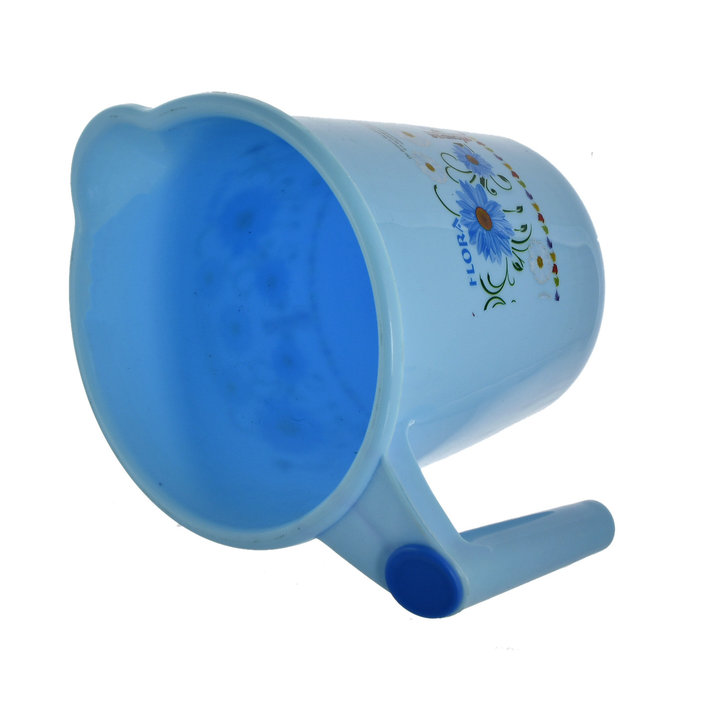 Kuber Industries Floral Printed Rambo Deluxe Virgin Plastic Bathroom Mug ,1800 ml (Blue)-KUBMART3118