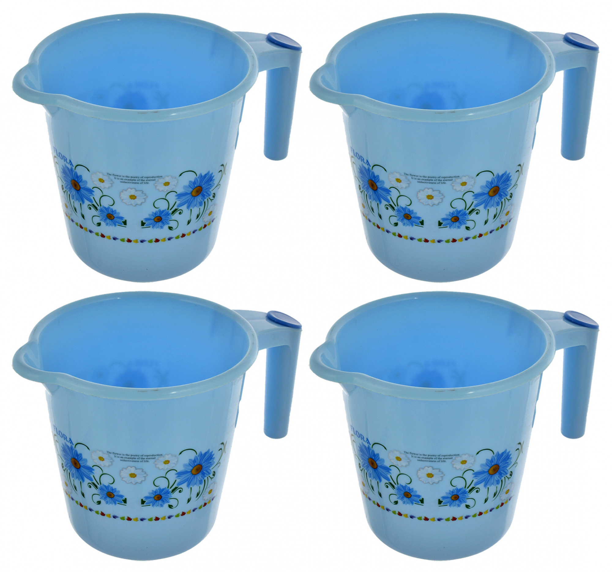 Kuber Industries Floral Printed Rambo Deluxe Virgin Plastic Bathroom Mug ,1800 ml (Blue)-KUBMART3118