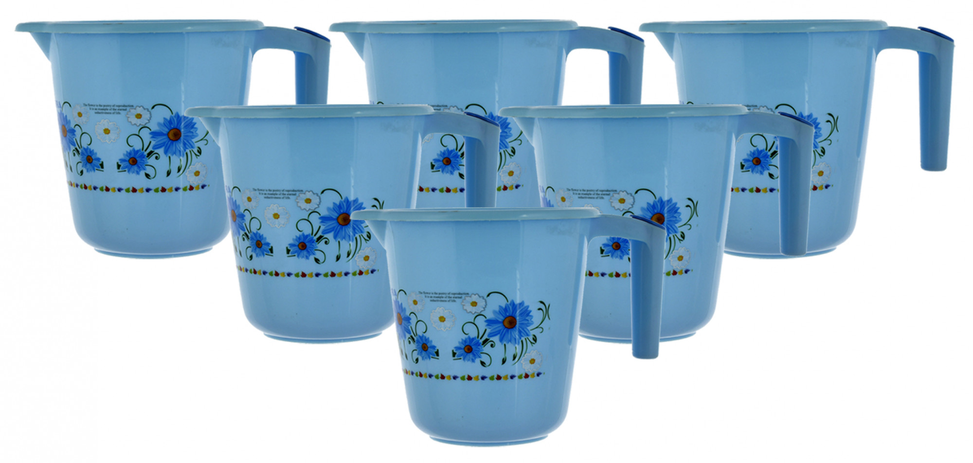 Kuber Industries Floral Printed Rambo Deluxe Virgin Plastic Bathroom Mug ,1800 ml (Blue)-KUBMART3118