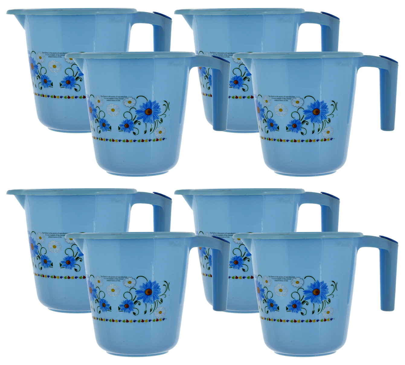 Kuber Industries Floral Printed Rambo Deluxe Virgin Plastic Bathroom Mug ,1800 ml (Blue)-KUBMART3118