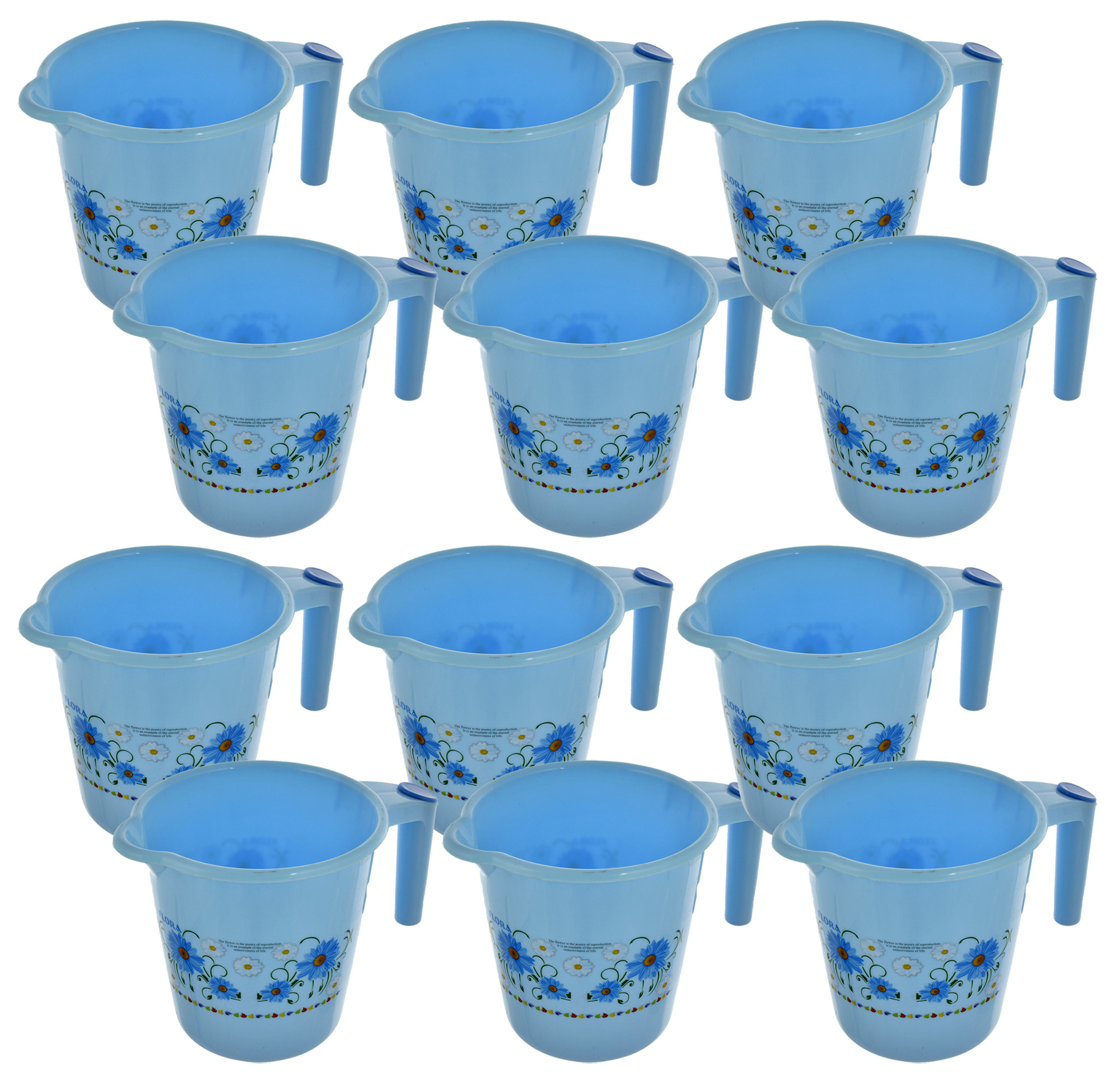 Kuber Industries Floral Printed Rambo Deluxe Virgin Plastic Bathroom Mug ,1800 ml (Blue)-KUBMART3118