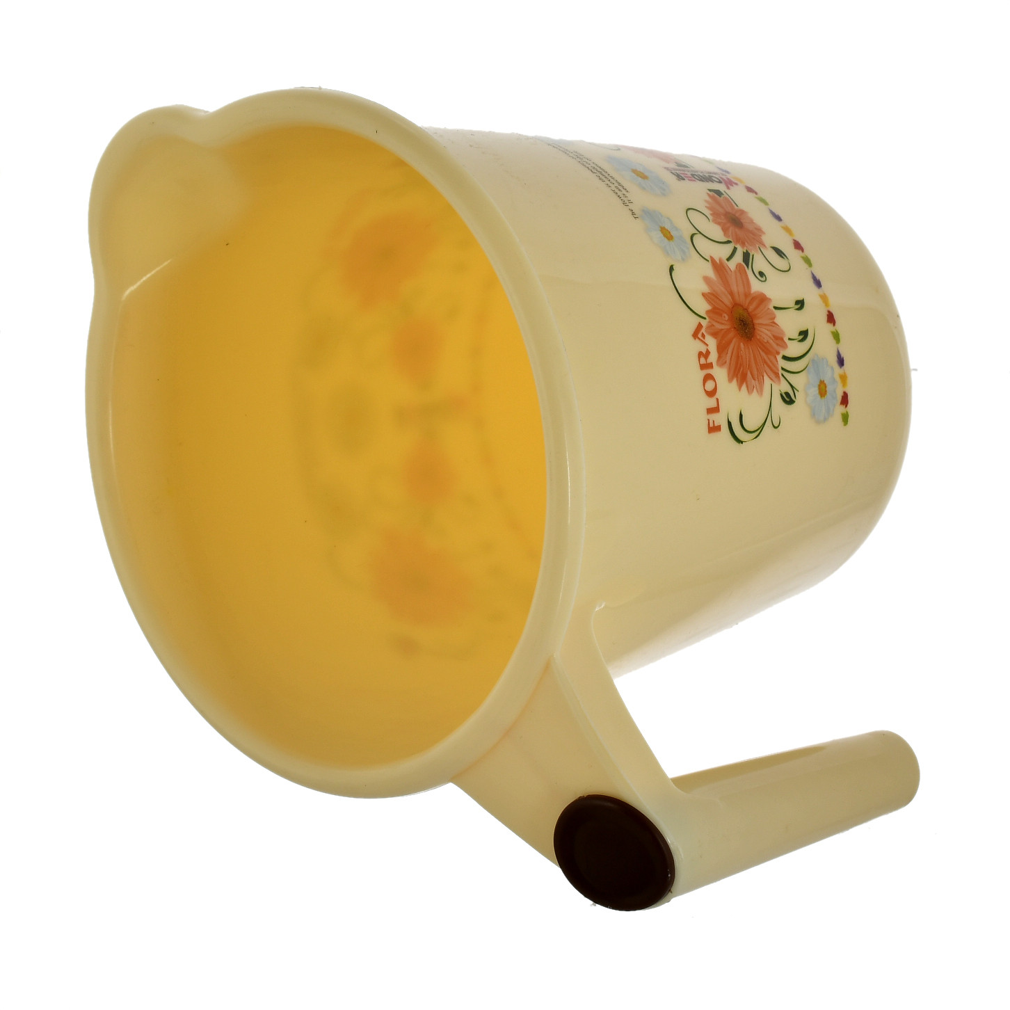 Kuber Industries Floral Printed Rambo Deluxe Virgin Plastic Bathroom Mug ,1800 ml (Cream)-KUBMART3138