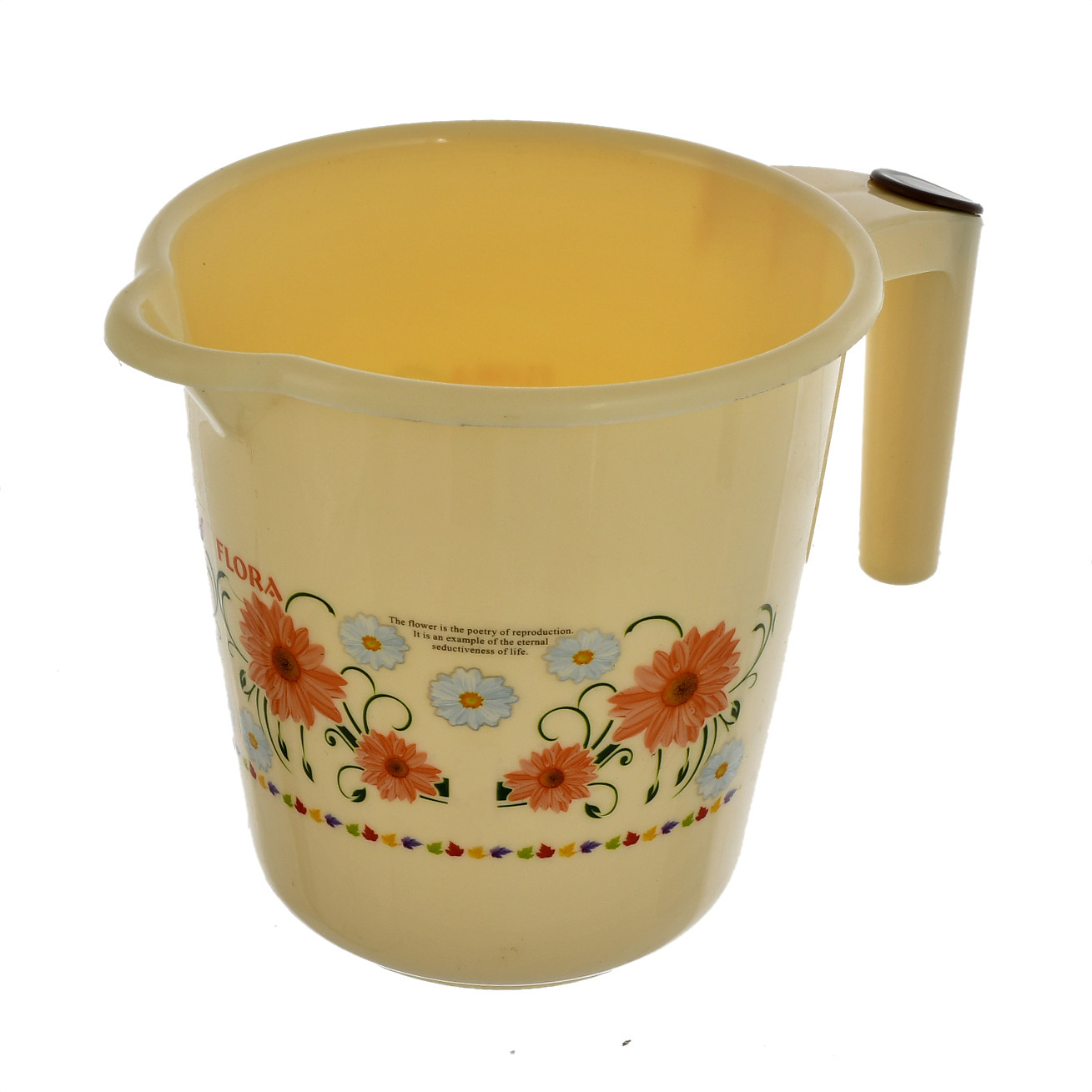 Kuber Industries Floral Printed Rambo Deluxe Virgin Plastic Bathroom Mug ,1800 ml (Pink & Cream)-KUBMART3152