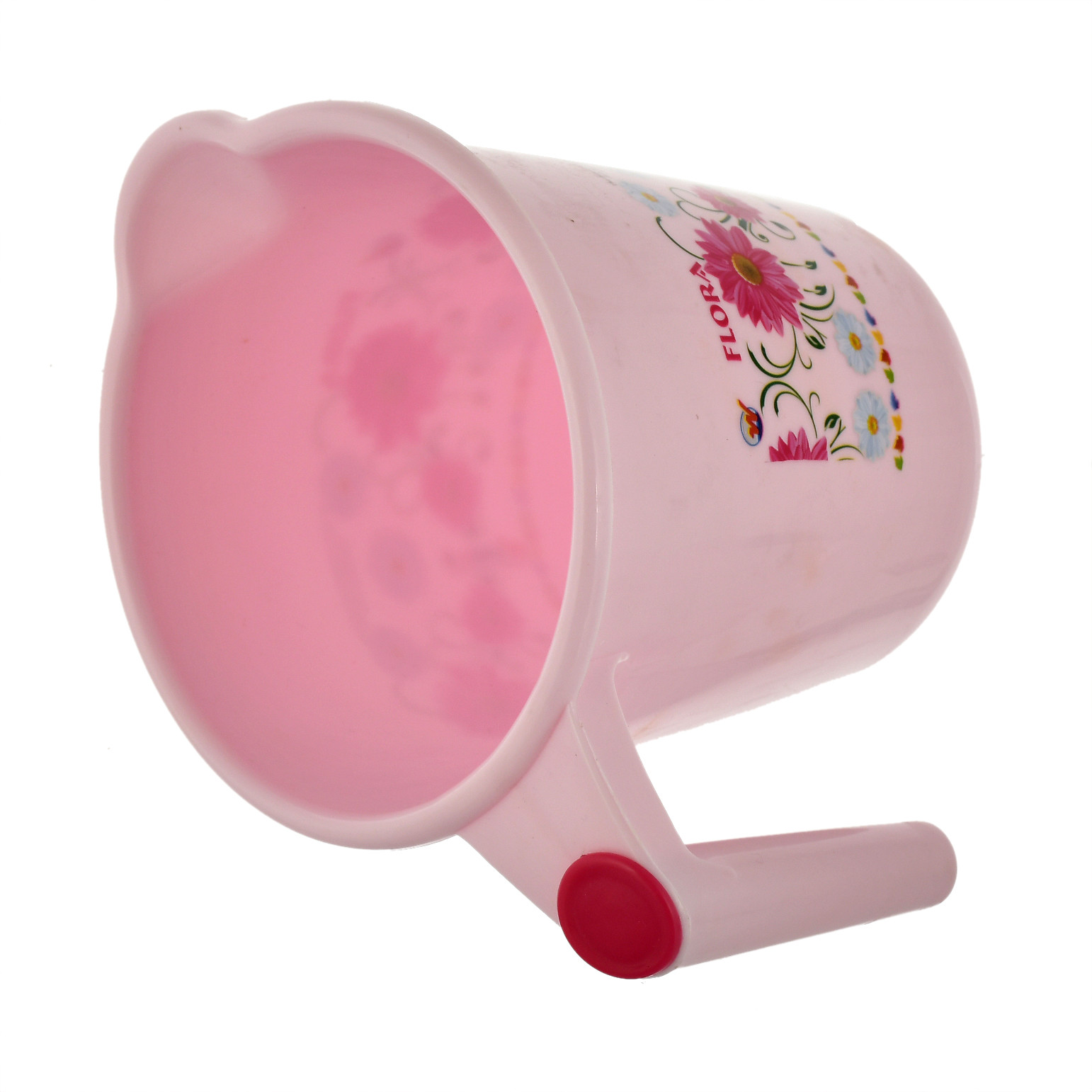 Kuber Industries Floral Printed Rambo Deluxe Virgin Plastic Bathroom Mug ,1800 ml (Pink)-KUBMART3128