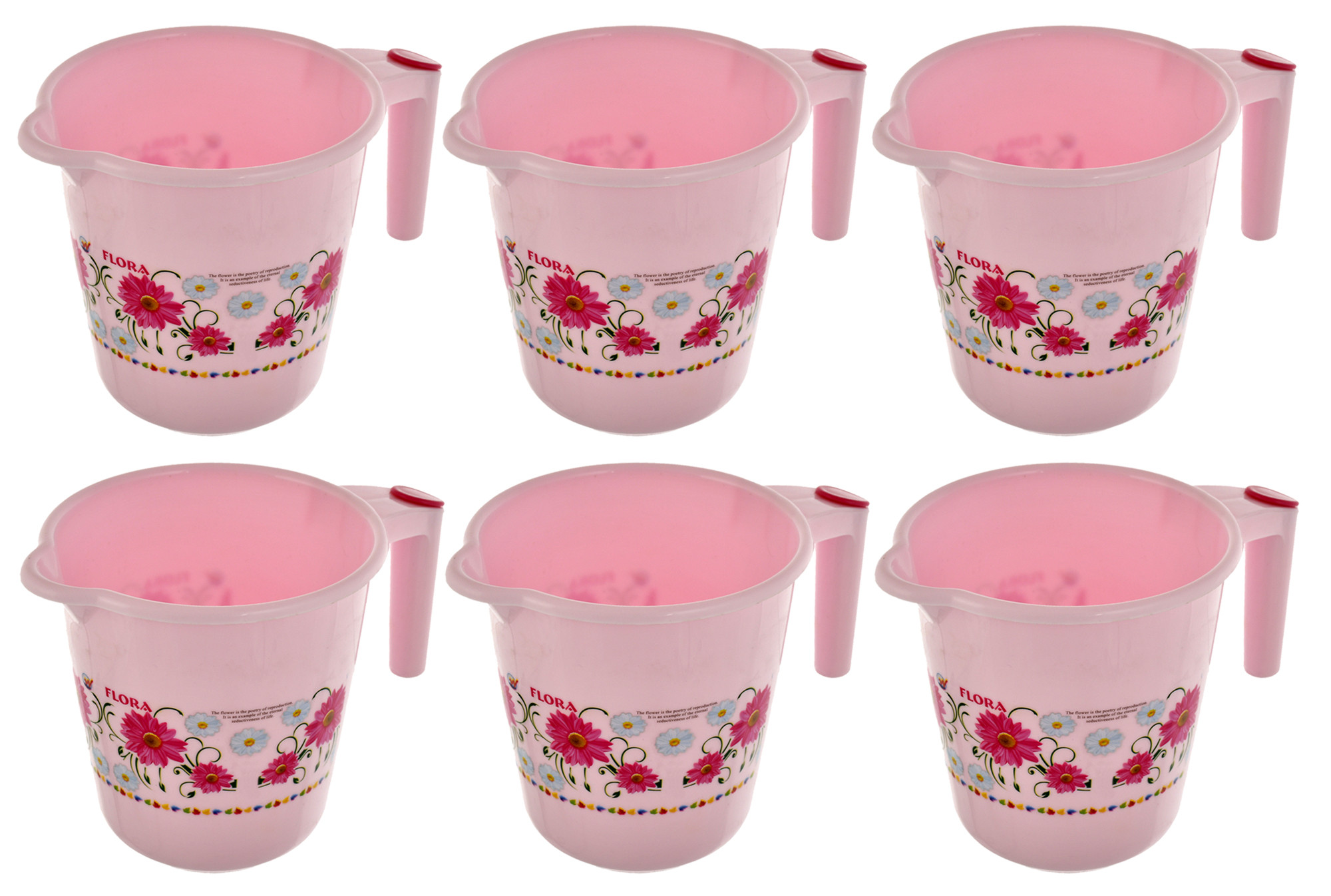 Kuber Industries Floral Printed Rambo Deluxe Virgin Plastic Bathroom Mug ,1800 ml (Pink)-KUBMART3128