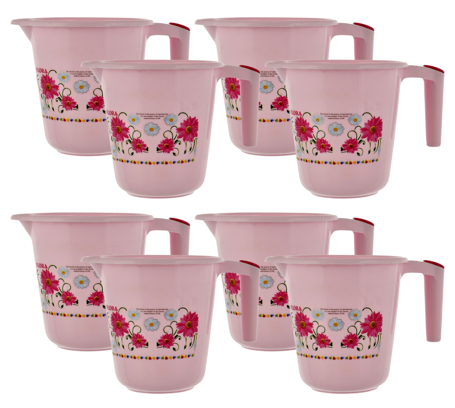Kuber Industries Floral Printed Rambo Deluxe Virgin Plastic Bathroom Mug ,1800 ml (Pink)-KUBMART3128