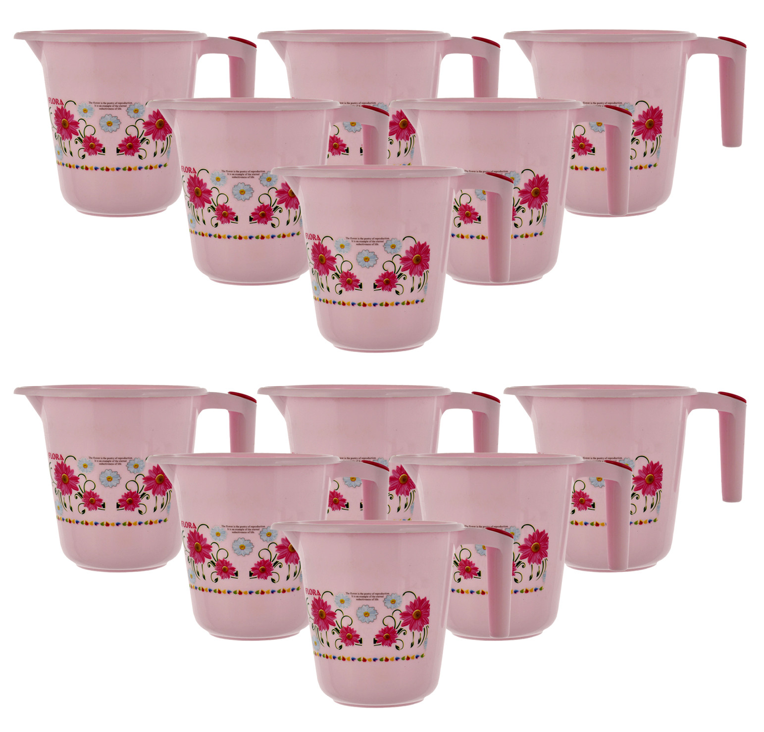 Kuber Industries Floral Printed Rambo Deluxe Virgin Plastic Bathroom Mug ,1800 ml (Pink)-KUBMART3128