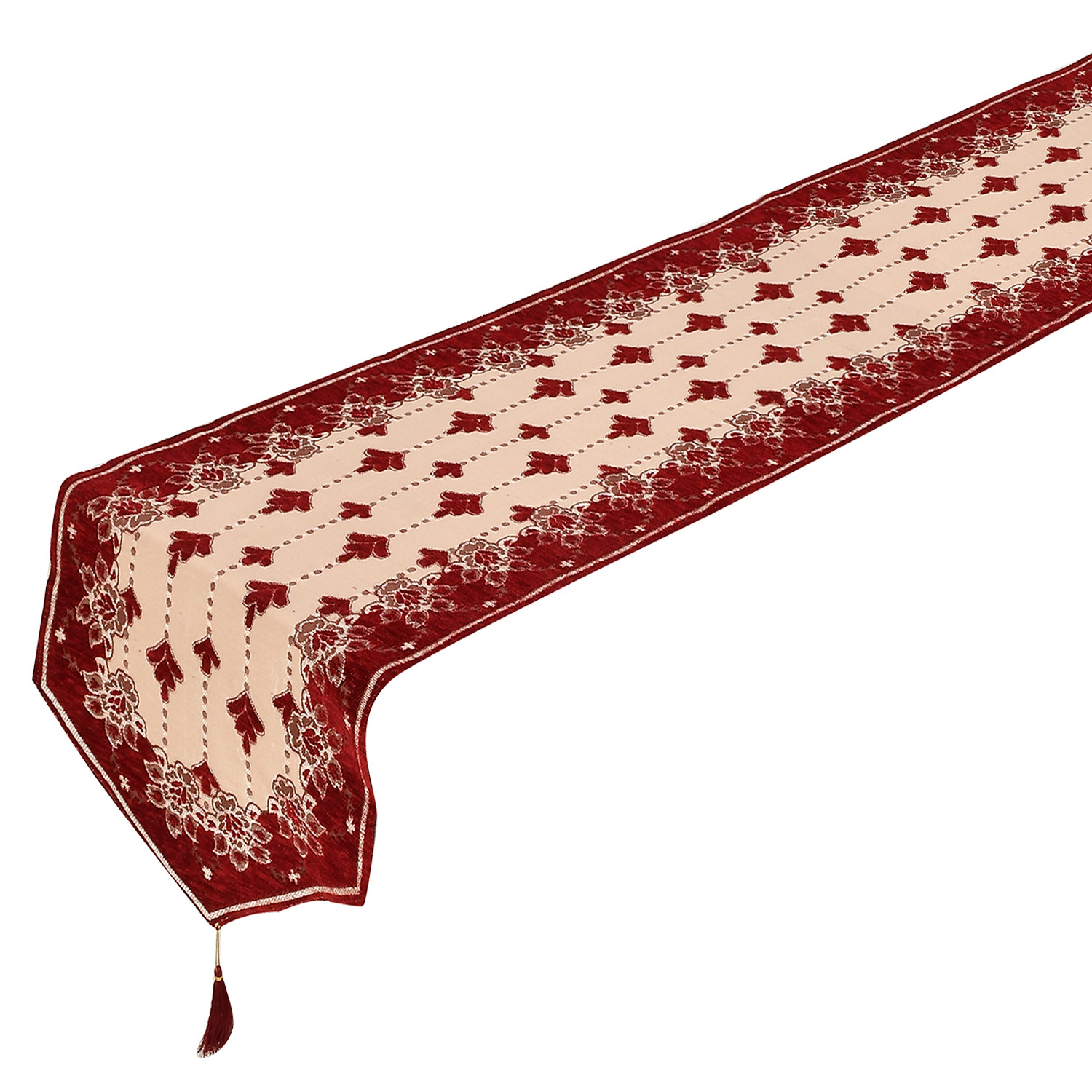 Kuber Industries Floral Printed Velvet Dining Table Runner for Dinner, Wedding, Party, Events, Décor, 13